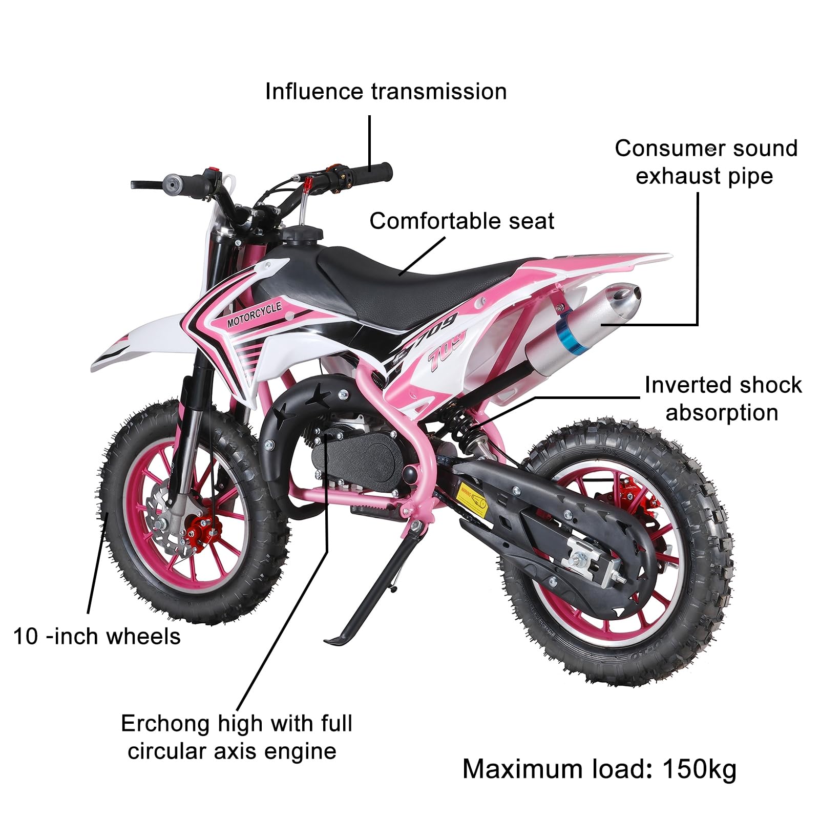 **49cc Gas Powered Mini Dirt Bike for Adults & Kids - Off-Road Motorcycle with Front & Rear Disc Brakes, Max Speed 30KM/H - Perfect for Trail Riding, Backyard Fun & Off-Road Adventures**