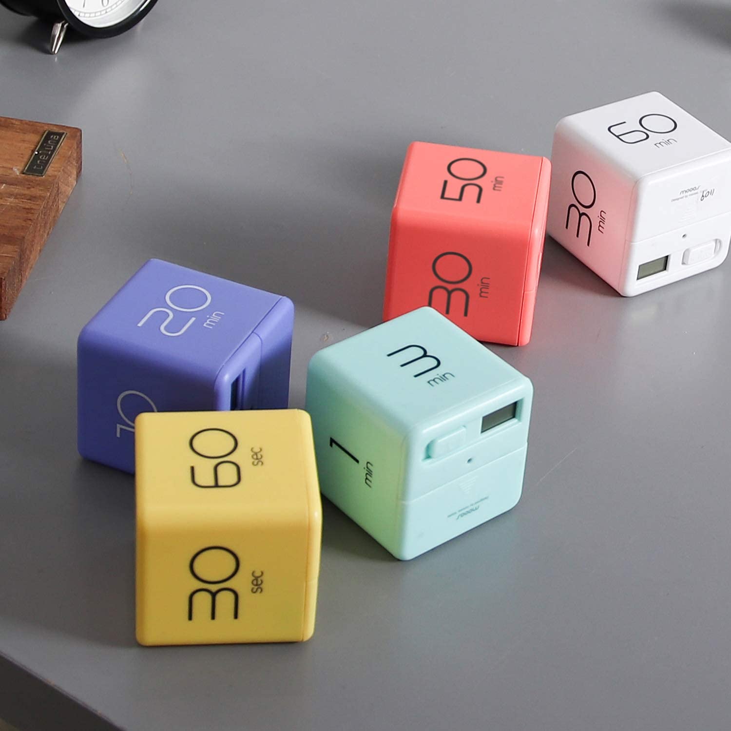 Mooas Cube Timer Bundle - Coral (10, 30, 50, 60 Minutes) & Violet (5, 10, 20, 30 Minutes) - Visual Time Management Tool for Study, Cooking, Workout, Kids Activities - Perfect for Classroom, Office, Kitchen & Home Organization