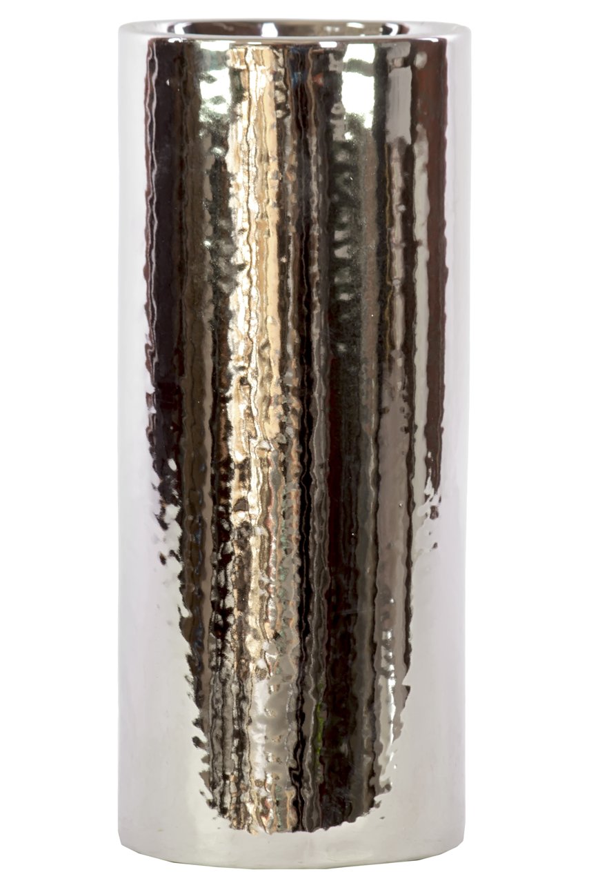 Urban Trends 21221-UT Modern Chrome Silver Ceramic Vase - Elegant Home Decor for Living Room, Dining Table & Office Desk