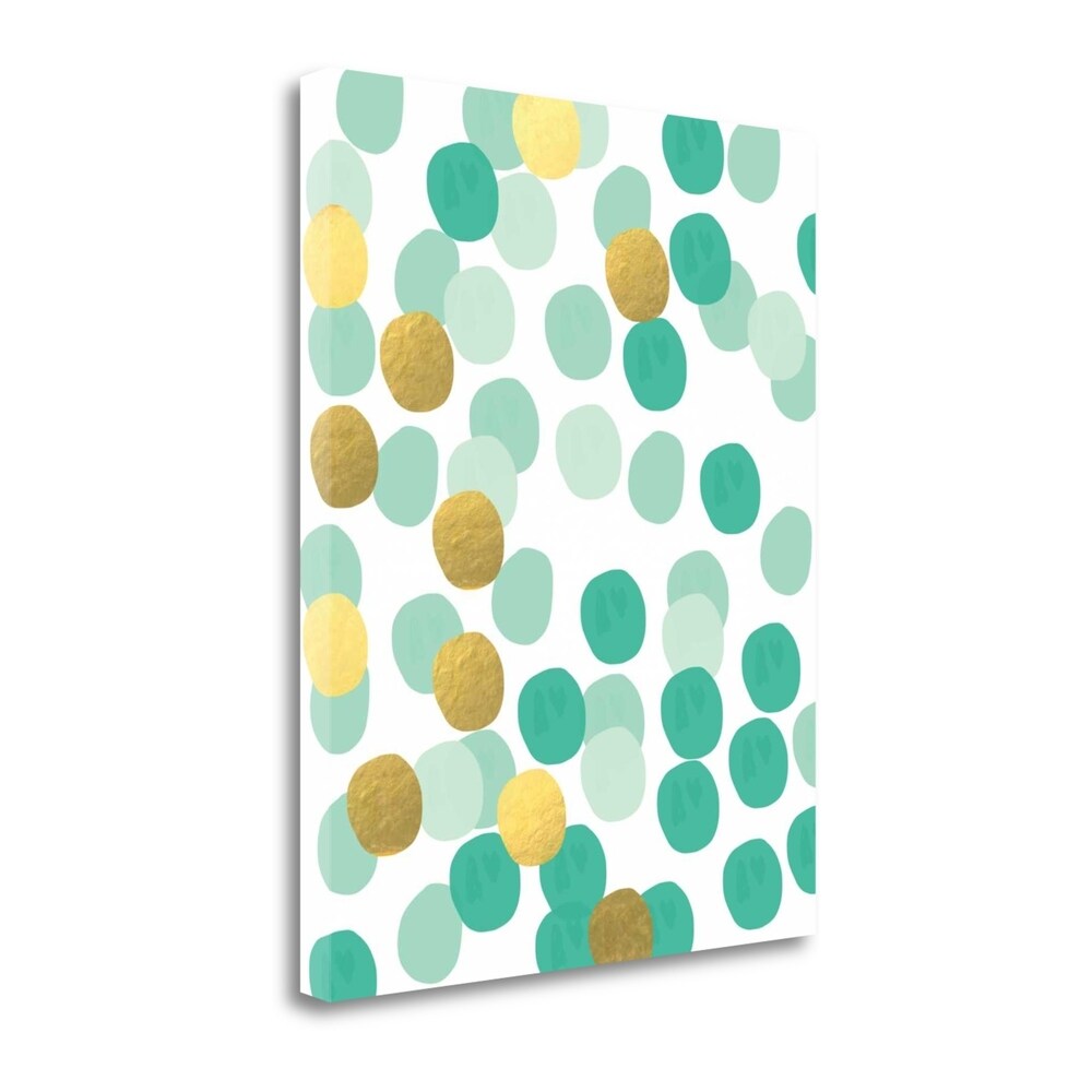 Abstract Painting Mint And Gold By Linda Woods - Giclee Art Print on Gallery Wrap Canvas - Modern Home Decor for Living Room, Bedroom & Office