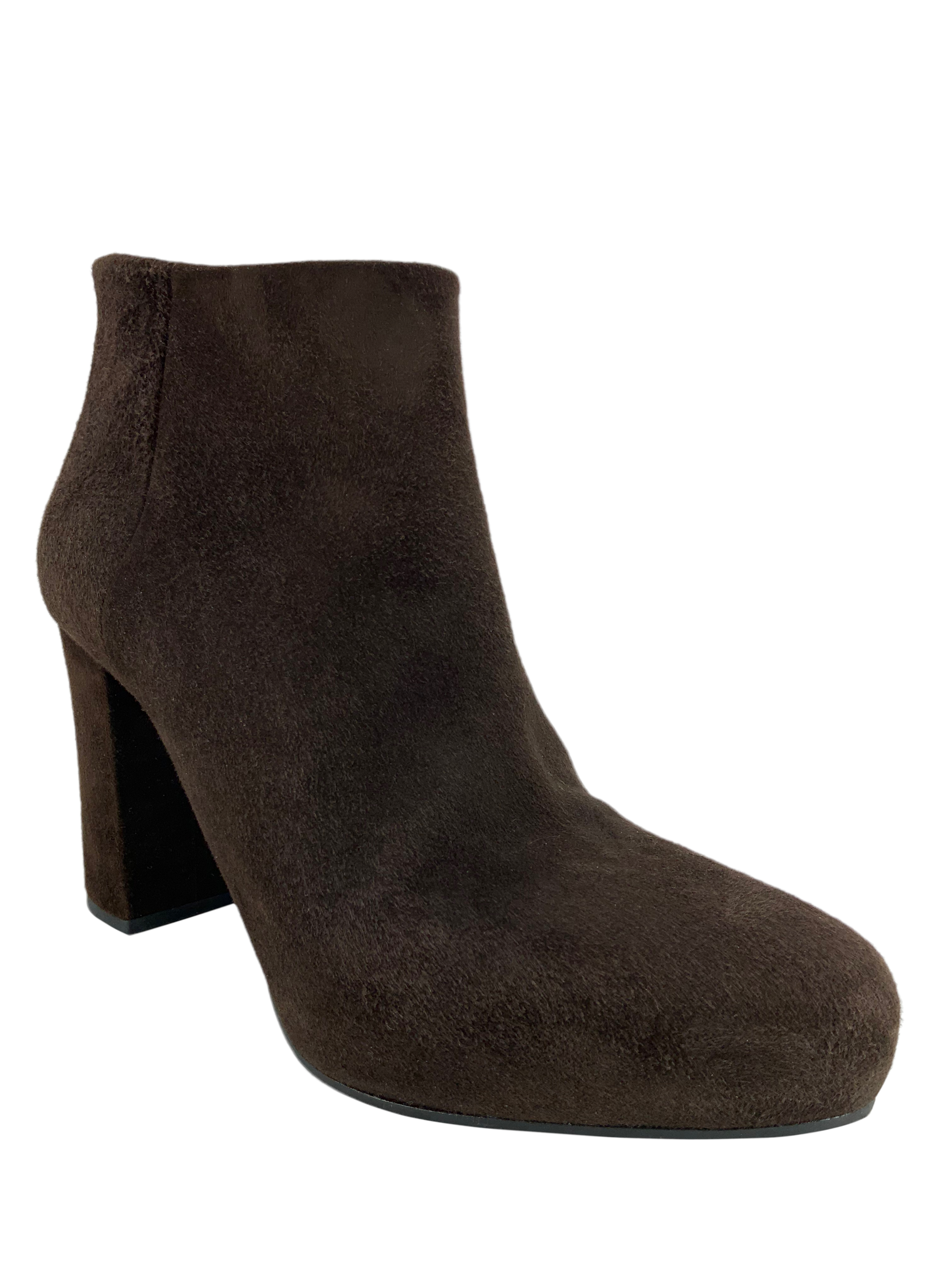 PRADA Suede Hidden Platform Ankle Boots Women's Size 9.5 - Stylish & Comfortable for Office, Party & Winter Fashion