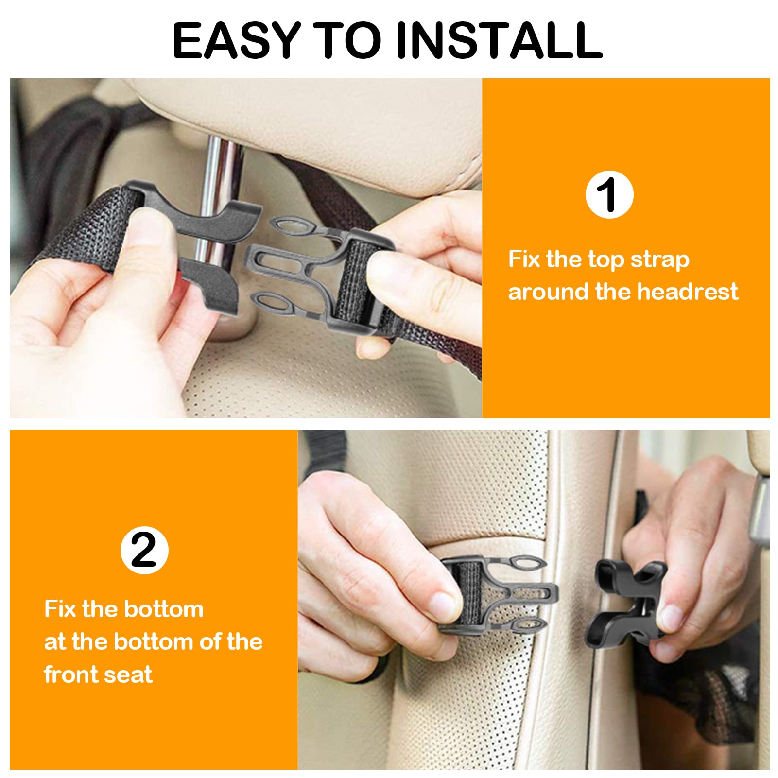 Durable Waterproof Car Backseat Organizer with Tablet Holder - 2 Pack Oxford Fabric Storage for Kids Toys & Snacks - 8 Mesh Pockets & 2 Large Pockets - Perfect for Road Trips & Family Travel Accessories