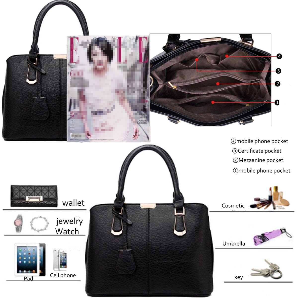 Stylish Women's PU Leather Handbags - Fashionable Top Handle Satchel & Shoulder Tote Purses for Ladies | Perfect for Work, Travel & Everyday Use