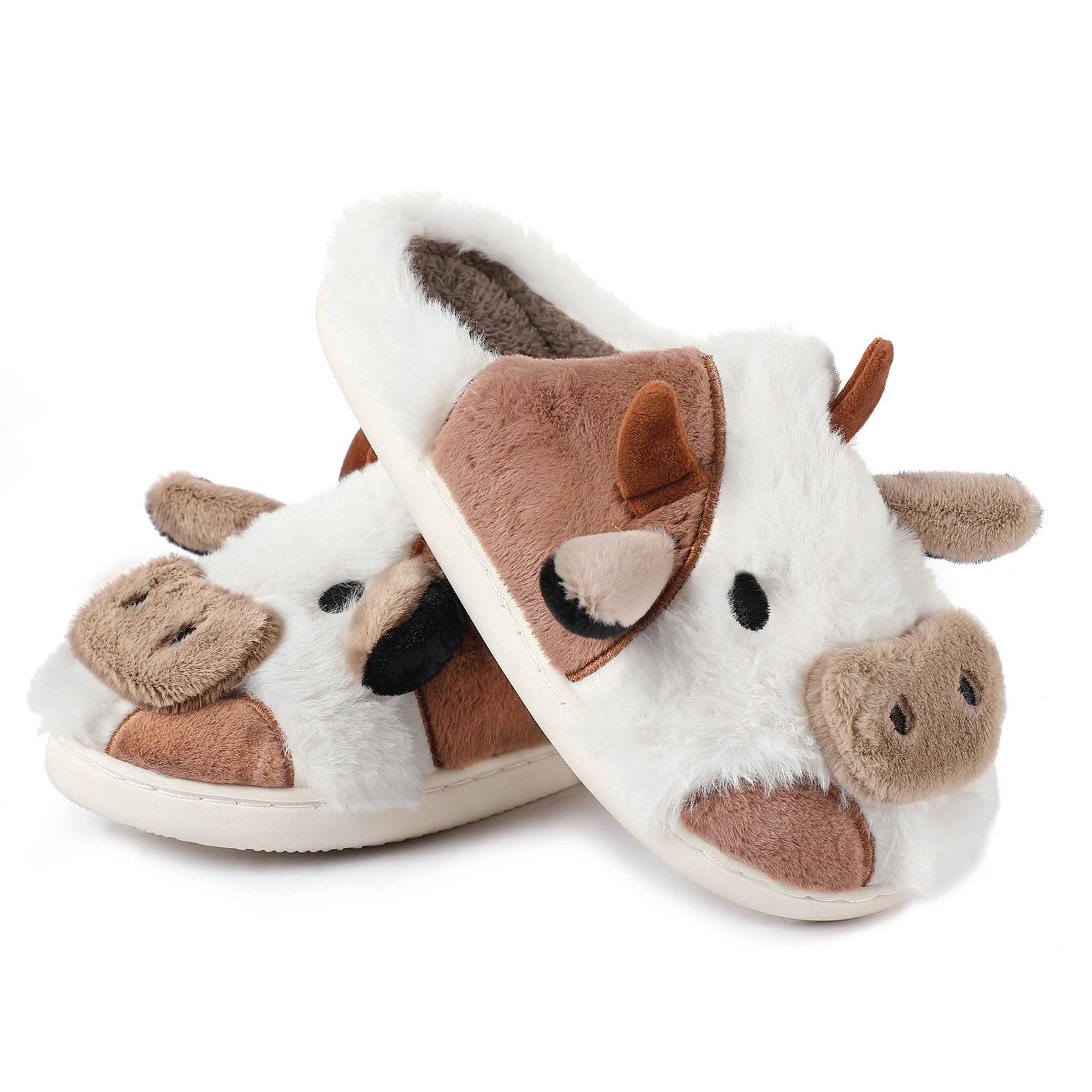 **Soft & Cute Cow Print Slippers for Women - Cartoon Animal House Shoes with Thick Sole - Warm Winter Home Slides for Indoor Comfort & Relaxation**    *(Perfect for cozy lounging, bedtime wear, and keeping feet warm during cold seasons - ideal gift for Christmas, birthdays, or self-care!)*