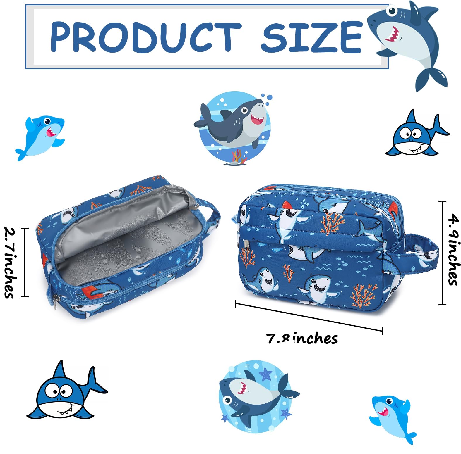 Waterproof Kids Travel Toiletry Bag - Cute Swim Bag for Boys & Girls - Organizer for Bathroom Essentials & Toiletries Accessories - Perfect for Travel, Swimming Lessons & Sleepovers