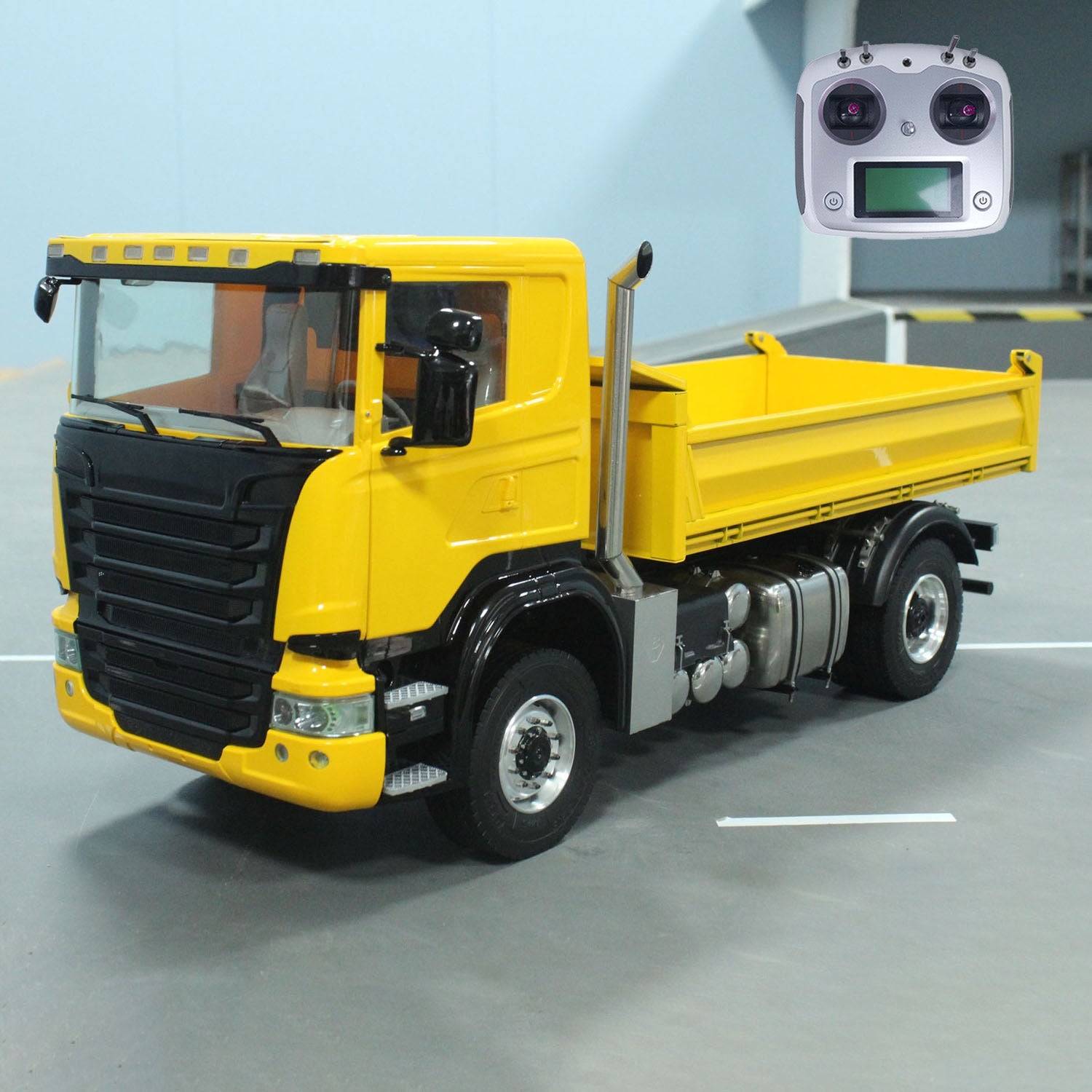 1/14 Scale 4x4 RC Hydraulic Dump Dump Truck - Metal Remote Control Tipper with FlySky I6S & 3-Speed Transmission - Perfect for Construction Site Play, Off-Road Adventure & Collectors