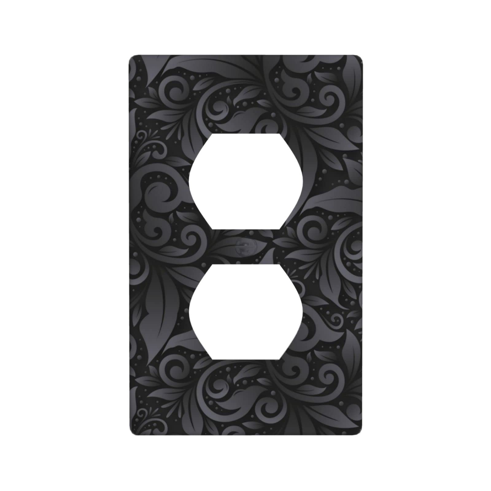 3D Floral Light Switch Cover - Black Decorative Wall Plate, 1 Gang Standard Size (4.5