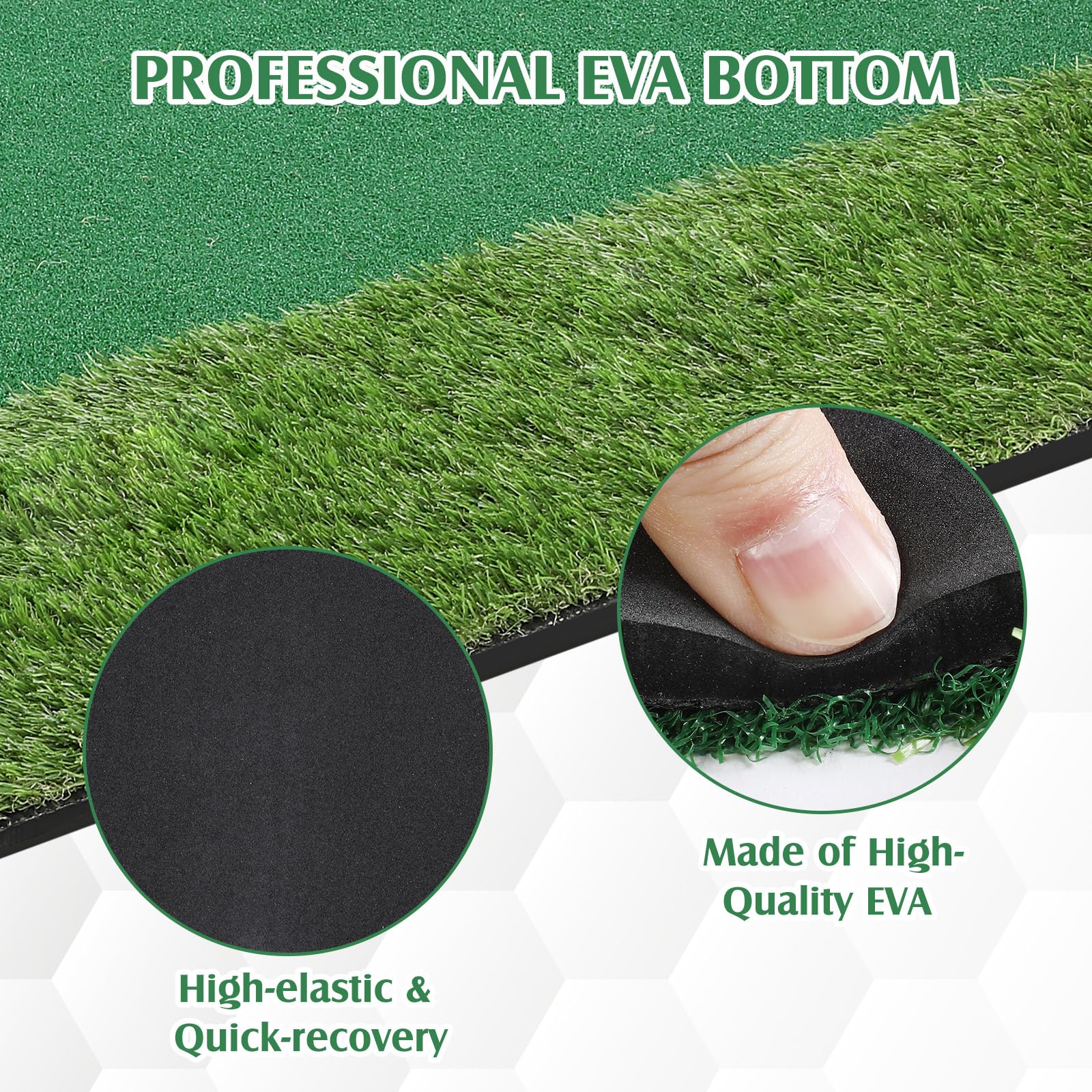 Premium 5x4 ft Golf Hitting Mat Set with Nylon Turf - Thickened Practice Mat Includes 3 Rubber Tees, 6 Golf Balls & 6 Tees - Perfect for Indoor/Outdoor Golf Training, Chipping & Swing Practice - Ideal for Backyard, Garage & Driving Range Use