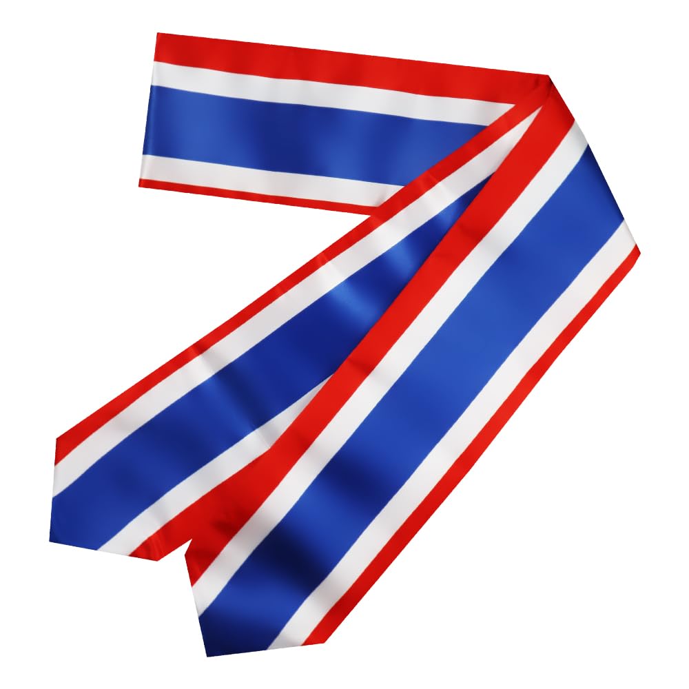Thailand Flag Graduation Stole - 180x13cm Double Sided Sash for International Students | Study Abroad Gift & Graduation Decoration | Perfect for Commencement Ceremonies & Cultural Celebrations