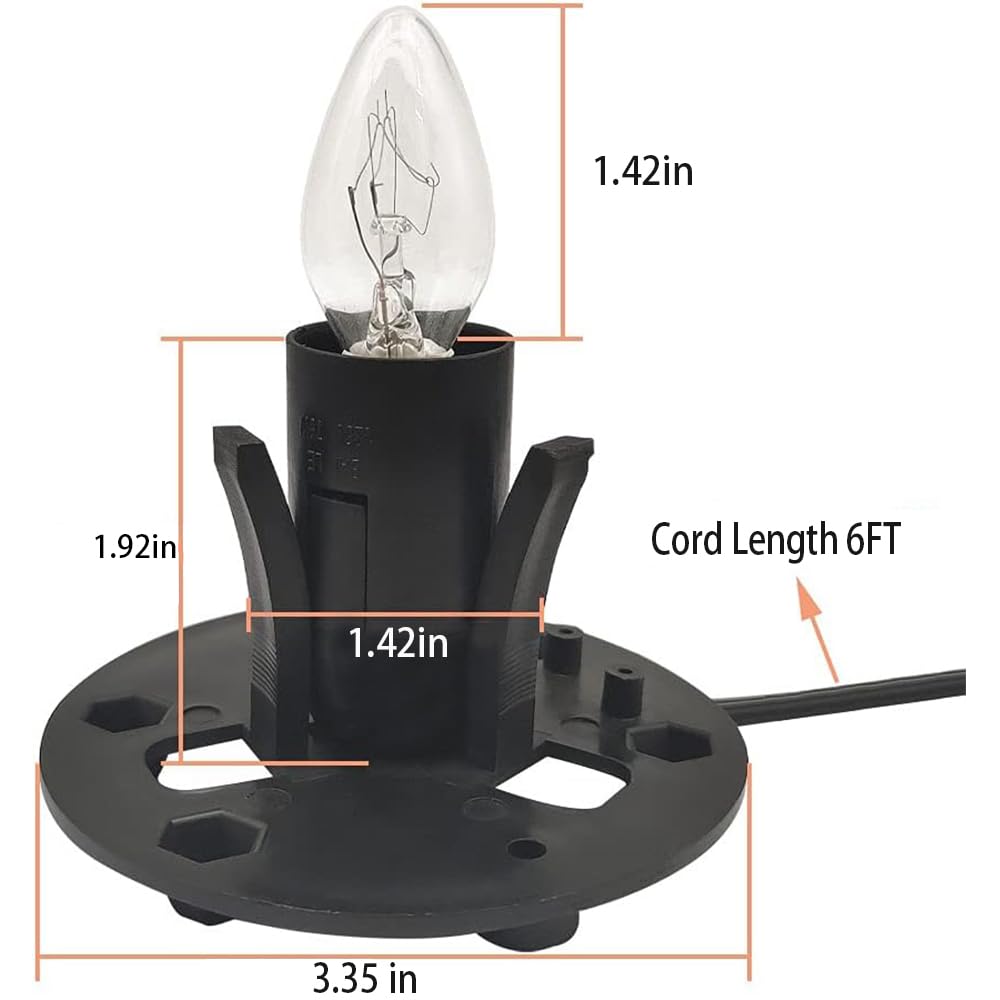 Himalayan Salt Lamp Cord Replacement with Dimmer Switch - 5ft E12 Halogen Bulb Cord Kit for Salt Rock Lamps (Includes 6 Christmas Bulbs & Base Assembly) - Perfect for Bedroom, Yoga Studio & Relaxation Spaces