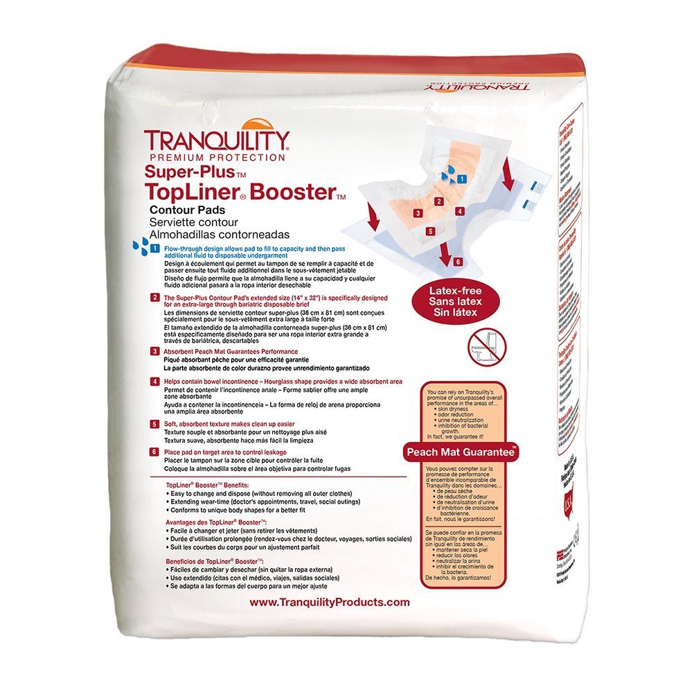 Tranquility TopLiner® Super Absorbent Disposable Incontinence Pads for Adults - Bowel & Bladder Protection, 32