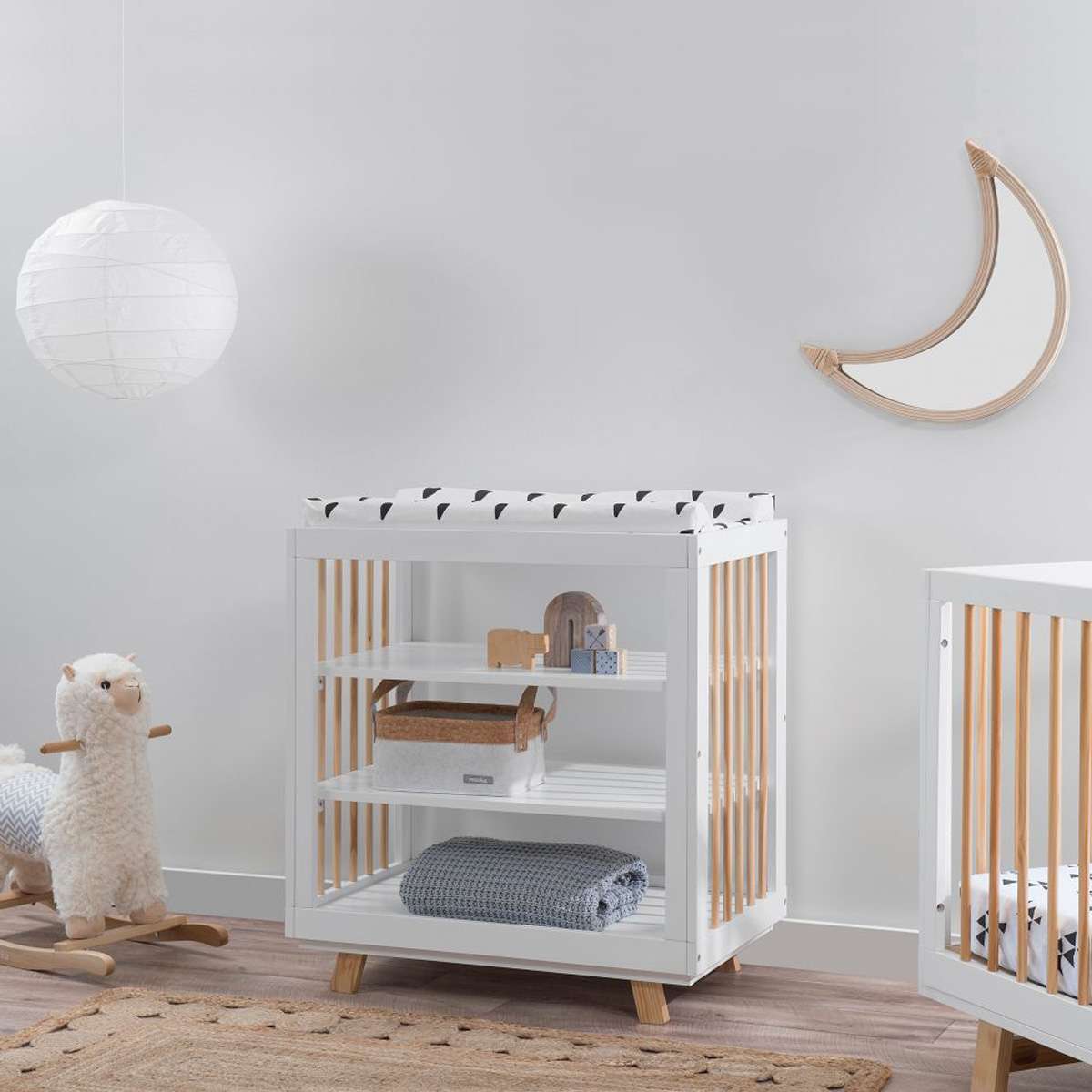 Aspen White & Natural 6-Piece Nursery Furniture Set for Baby Room - Crib, Dresser, Changing Table & More | Perfect for Newborns & Toddlers | Modern & Safe Nursery Decor