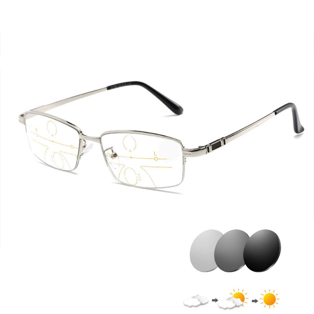 Zyfa Bifocal Reading Glasses - Progressive Multi-Focus Lenses with UV Protection & Self-Tinting for Sun Reading | Indoor & Outdoor Use for Reading, Driving, and Computer Work
