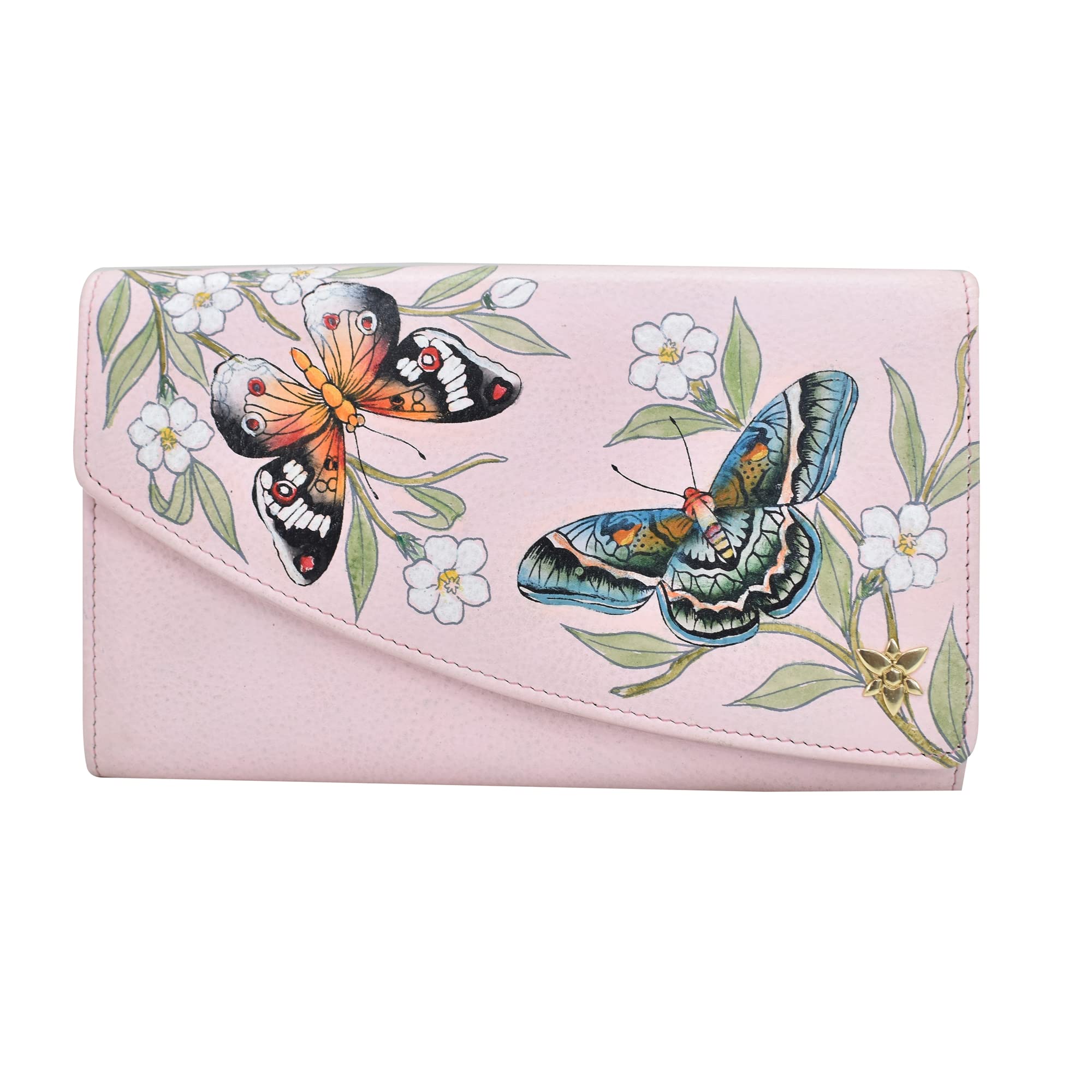 Anuschka Women's Hand-Painted Genuine Leather RFID Blocking Accordion Flap Wallet - Stylish & Secure for Travel, Shopping & Everyday Use