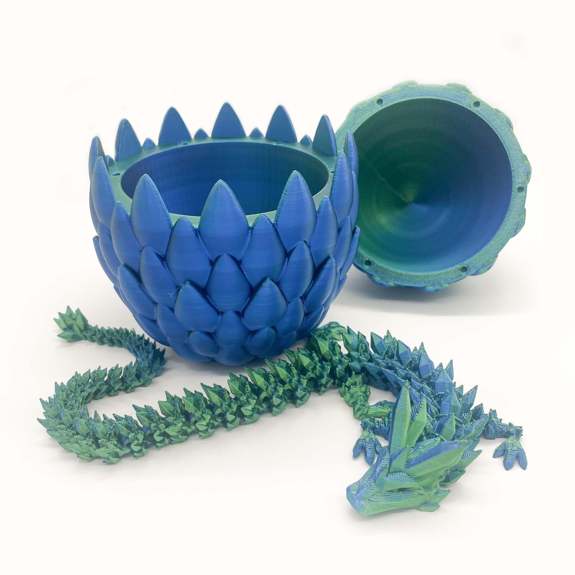 3D Printed Dragon Egg with Crystal Dragon Inside - Desk Decor & Gift for Easter