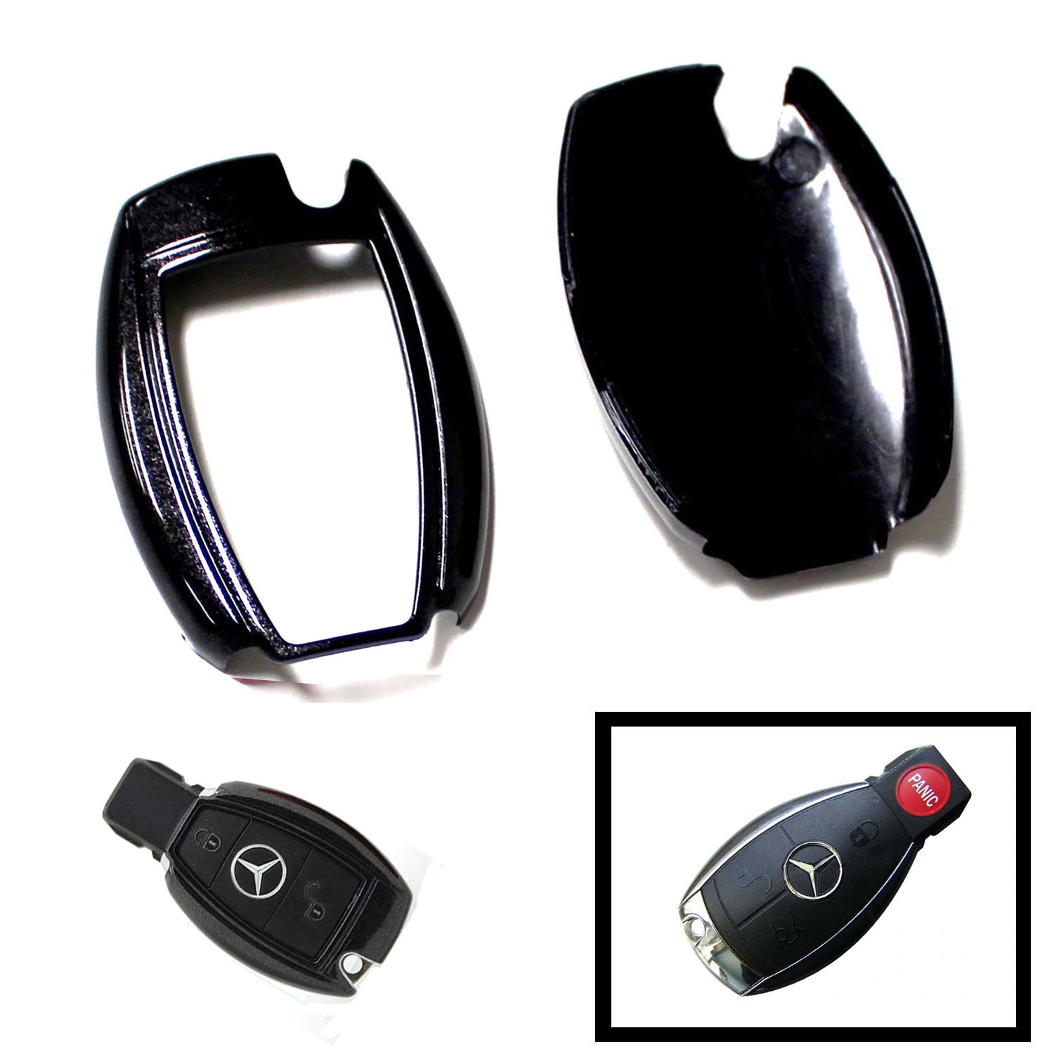 Premium Glossy Black Replacement Smart Key Fob Shell for Mercedes C-Class, E-Class, S-Class, M-Class - Exact Fit, Durable Protection (Perfect for Key Replacement, DIY Repair & Enhanced Vehicle Security)
