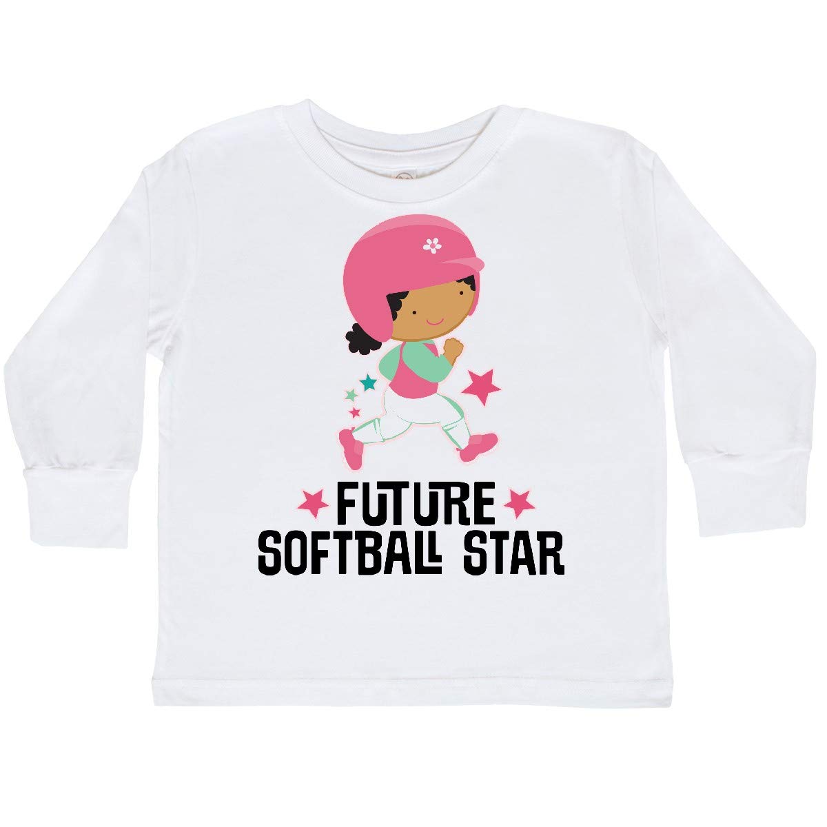 Inktastic Future Softball Star Cute Girls Toddler Long Sleeve T-Shirt | Softball Team Apparel | Youth Sports Gift | Playground & Game Day Outfit