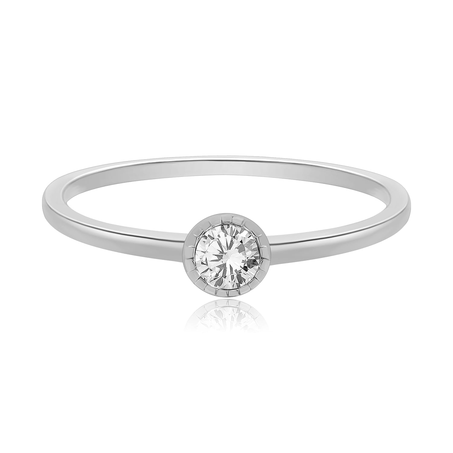 Elegant Gold Pleated Sterling Silver Cubic Zirconia Stackable Rings for Women - Handmade Gemstone Statement Jewelry with Birthstone Options (Silver, Size M 1/2) | Perfect for Weddings, Anniversaries & Everyday Fashion
