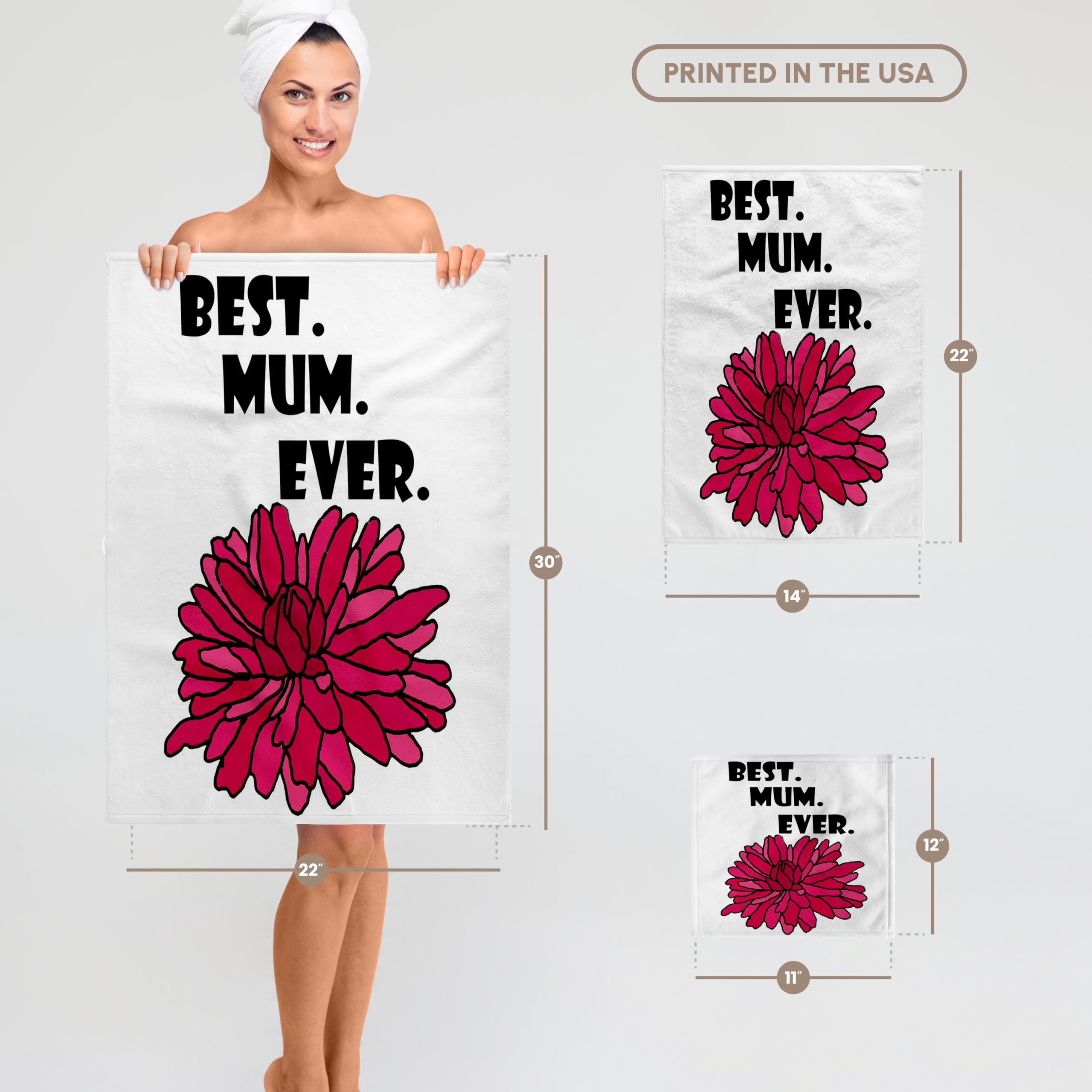Best Mom Ever Funny Chrysanthemum Flower Pun Kitchen Towels - 15x22 Inch White Cotton Tea Towels for Mothers Day Gifts, Housewarming, Kitchen Decor