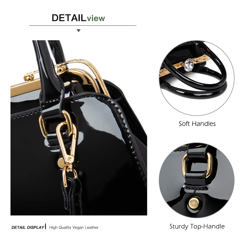 LJOSEIND Women's Shiny Patent Leather Handbags - Stylish Shoulder Bags & Top Handle Satchel Purses for Work, Party, and Everyday Use