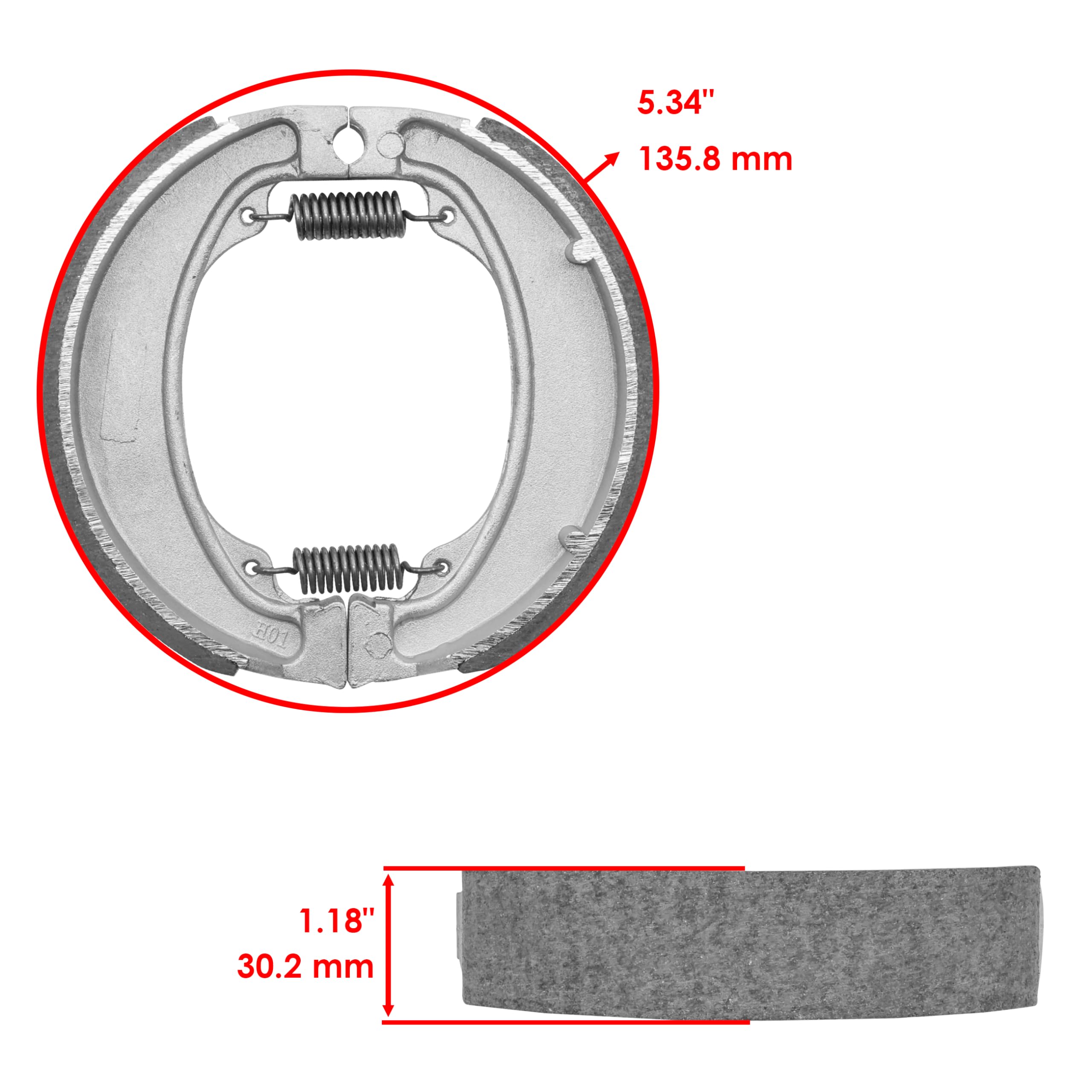 Caltric Front & Rear Brake Shoes for Honda TRX250TE TRX-250TE Fourtrax 250 TE Recon ES 2002-2013 - Replacement Brake Pads for Off-Road ATV & Dirt Bike Adventures