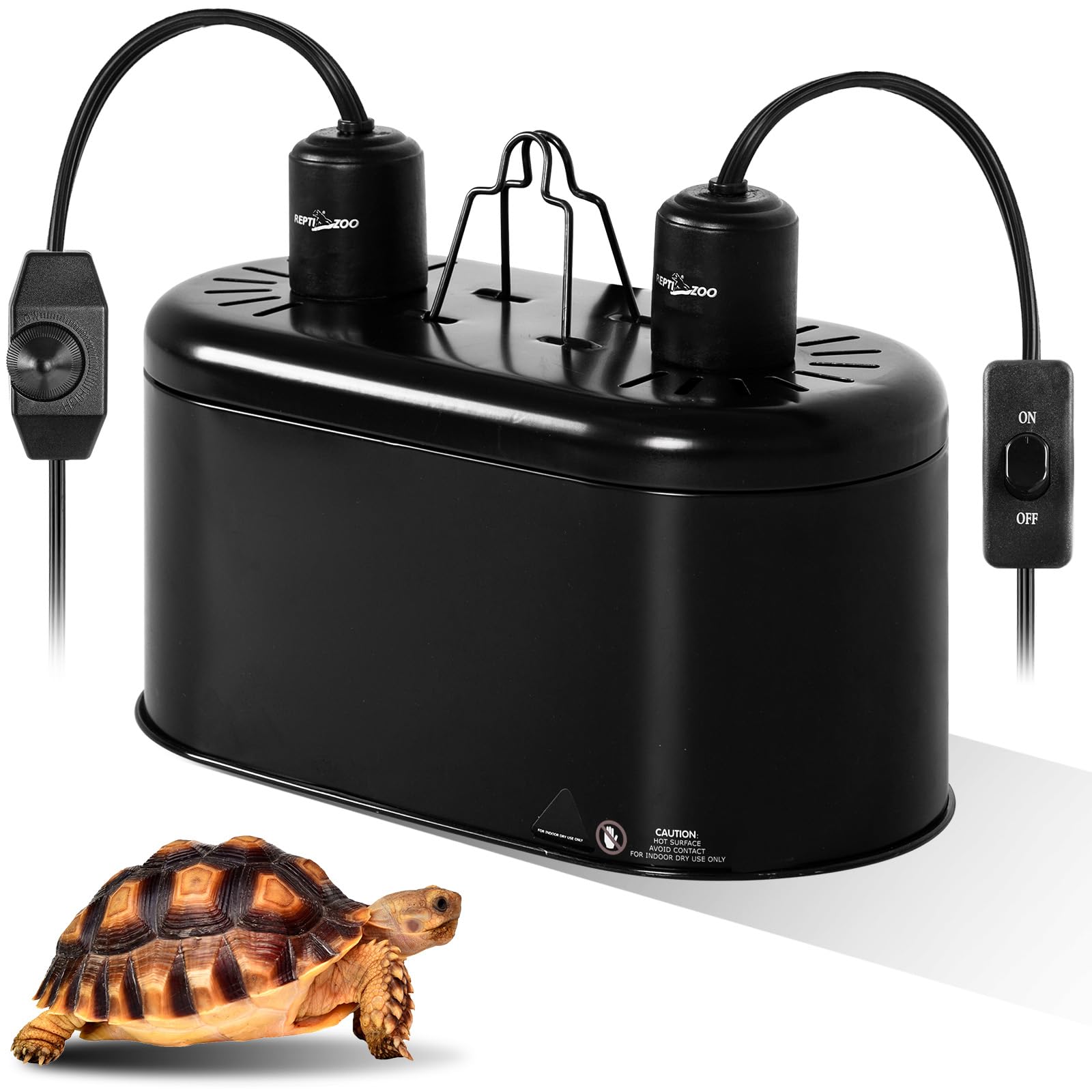 REPTI ZOO Dual Reptile Light Fixture with Dimmer - Deep Dome Heat Lamp & UVB Light Combo for Reptile Terrariums - Perfect for Bearded Dragons, Turtles & Snakes in 20-40 Gallon Tanks