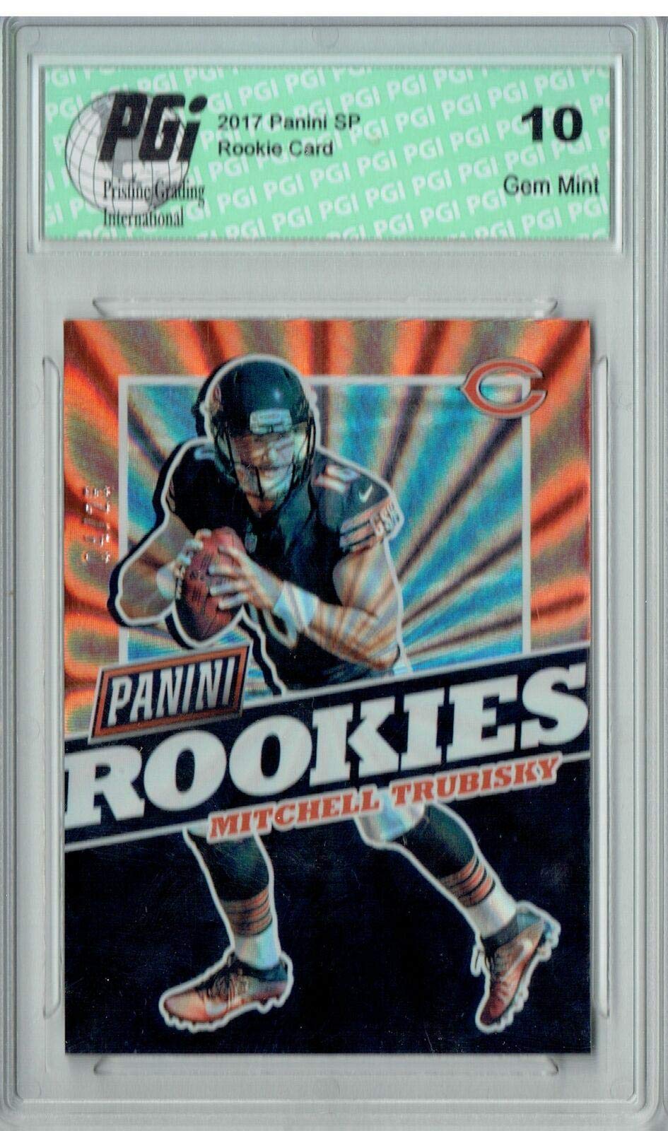 2017 Panini Mitchell Trubisky #FB34 Spokes SP Rookie Football Card PGI 10 Graded - Limited Edition of 25 - Perfect for NFL Collectors & Fantasy Football Fans