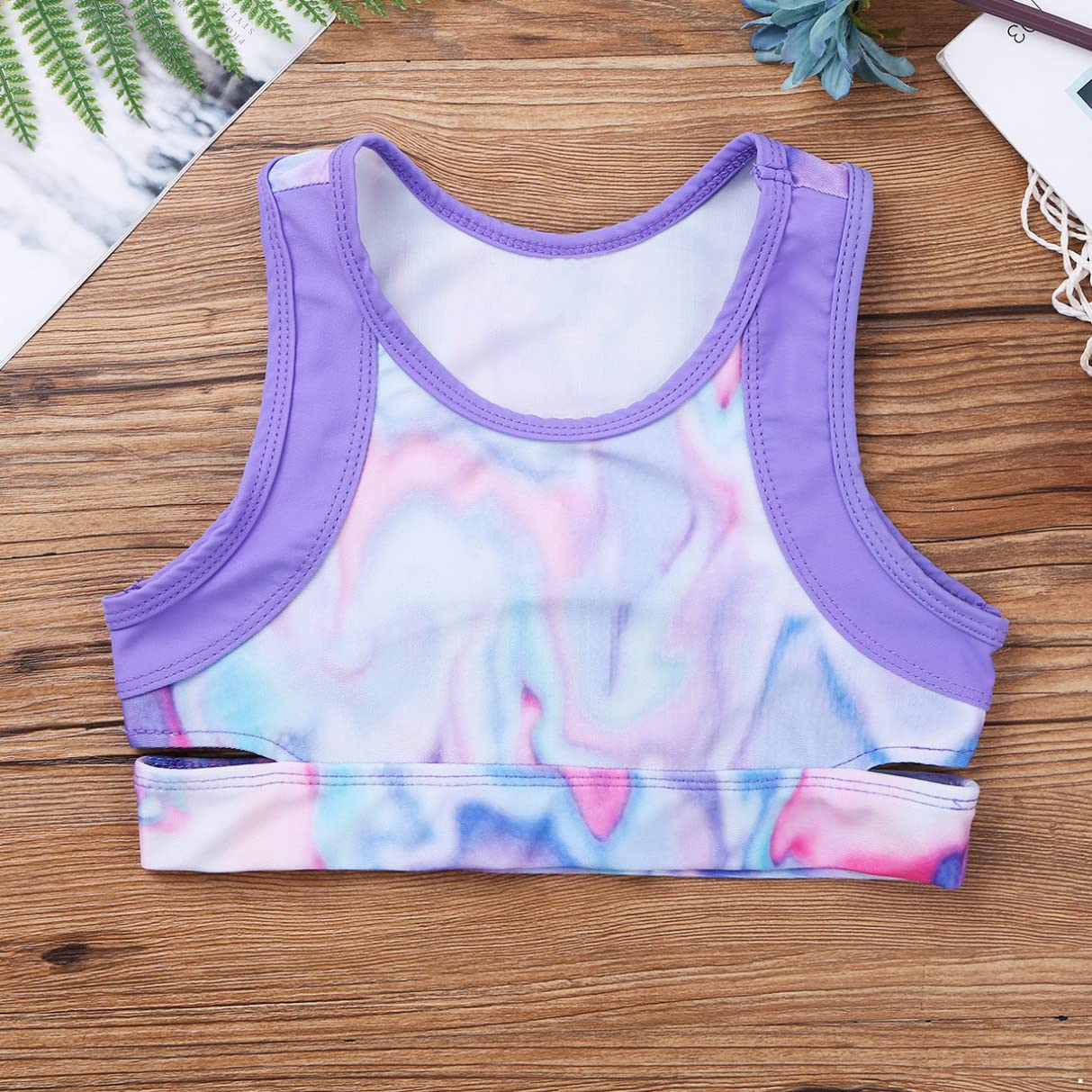 TiaoBug Girls' 2-Piece Swimsuit & Activewear Set - Crop Top and Shorts for Dance, Sports, Gym, Yoga, and Beach Play | Perfect for Summer Workouts and Pool Parties