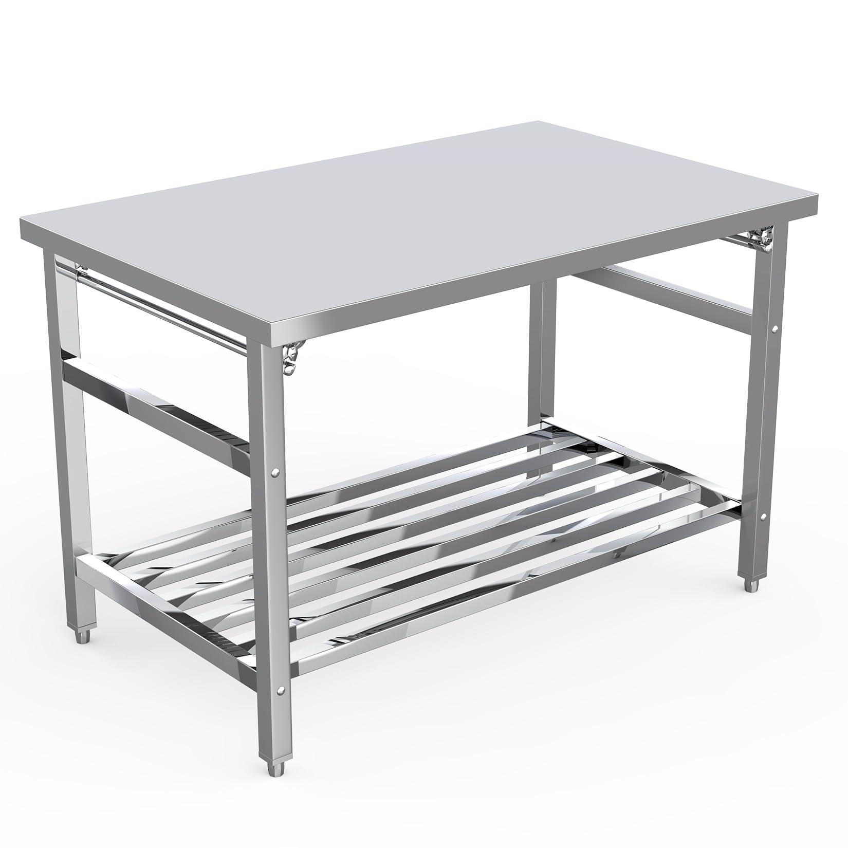 Stainless Steel Commercial Work Table - Heavy Duty Folding Food Prep Table for Restaurant Kitchen | Durable & Easy to Clean for Catering, Bakery & Food Service