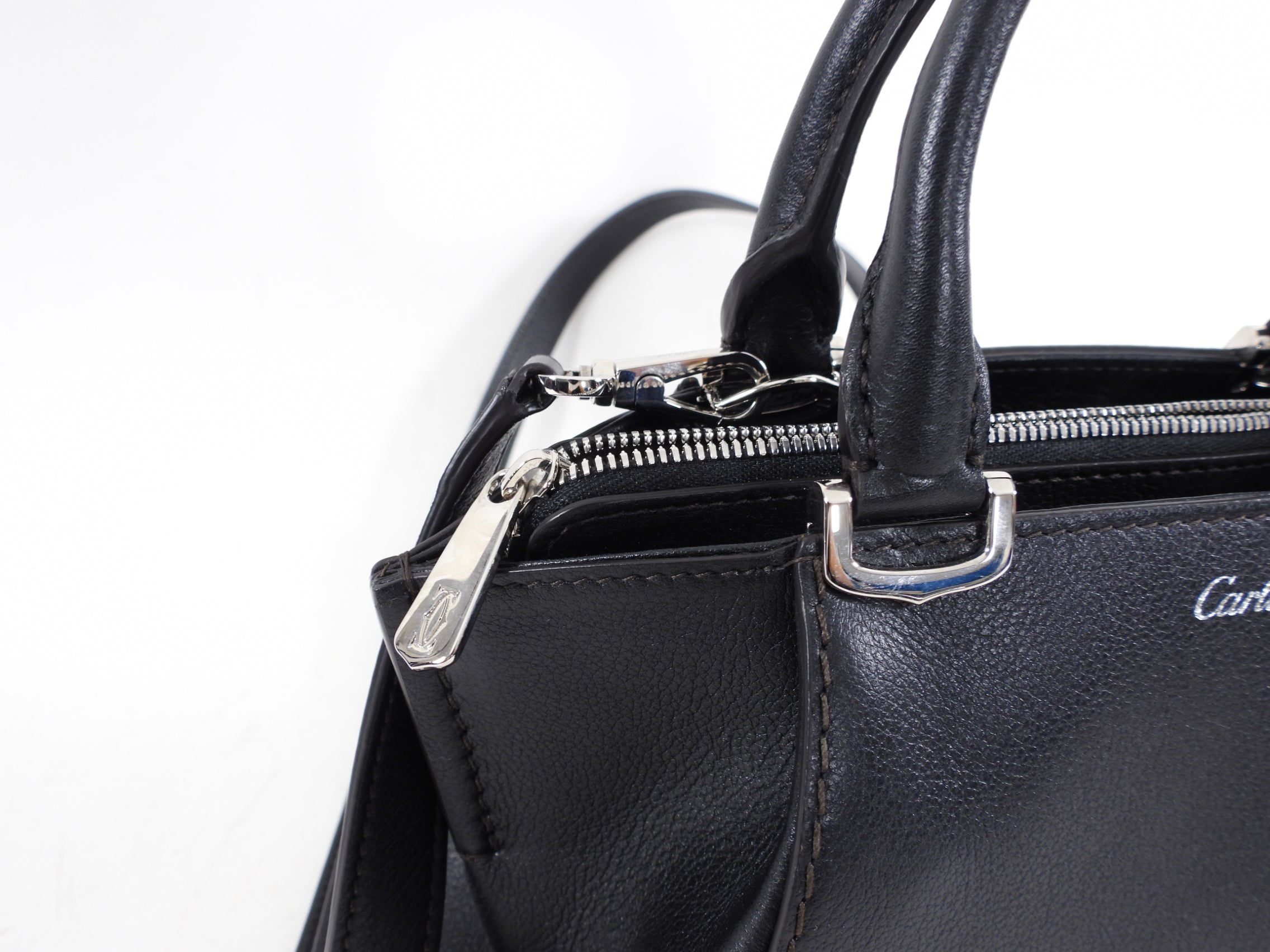 Cartier C de Cartier Mini Black Leather Crossbody Bag & Shoulder Bag - Elegant Evening Purse for Women, Perfect for Parties, Dates & Special Occasions