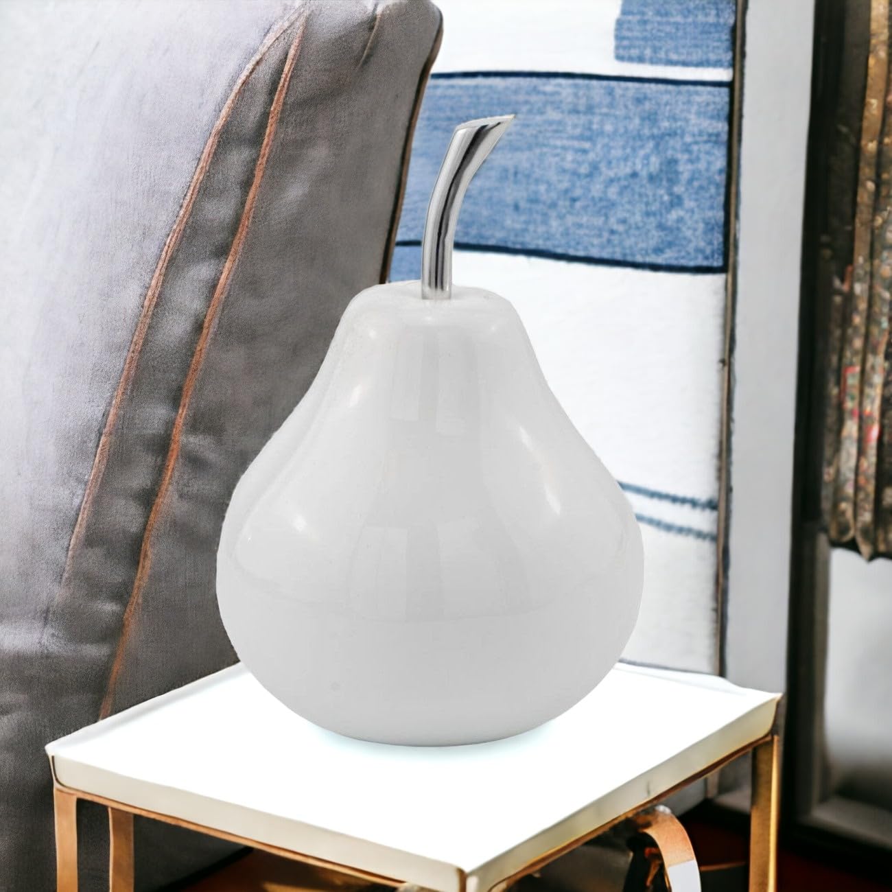 Modern White Pear Sculpture Decor - 11