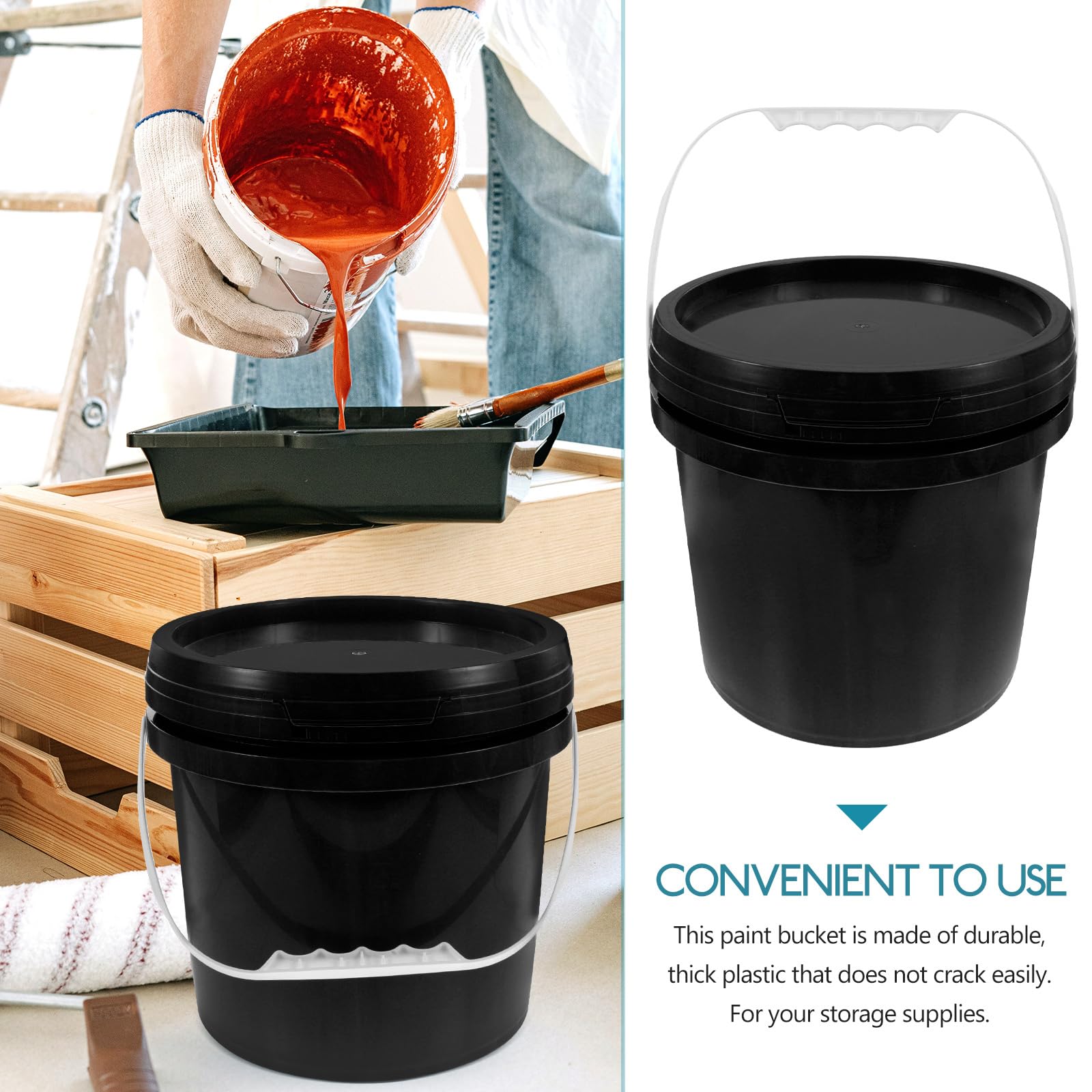 ARTIBETTER 1 Gallon Plastic Paint Bucket with Lid - Durable Paint Storage Container, Oil Paint Can, Camping Storage Bin - Perfect for DIY Projects, Home Painting, Outdoor Activities & Workshop Organization