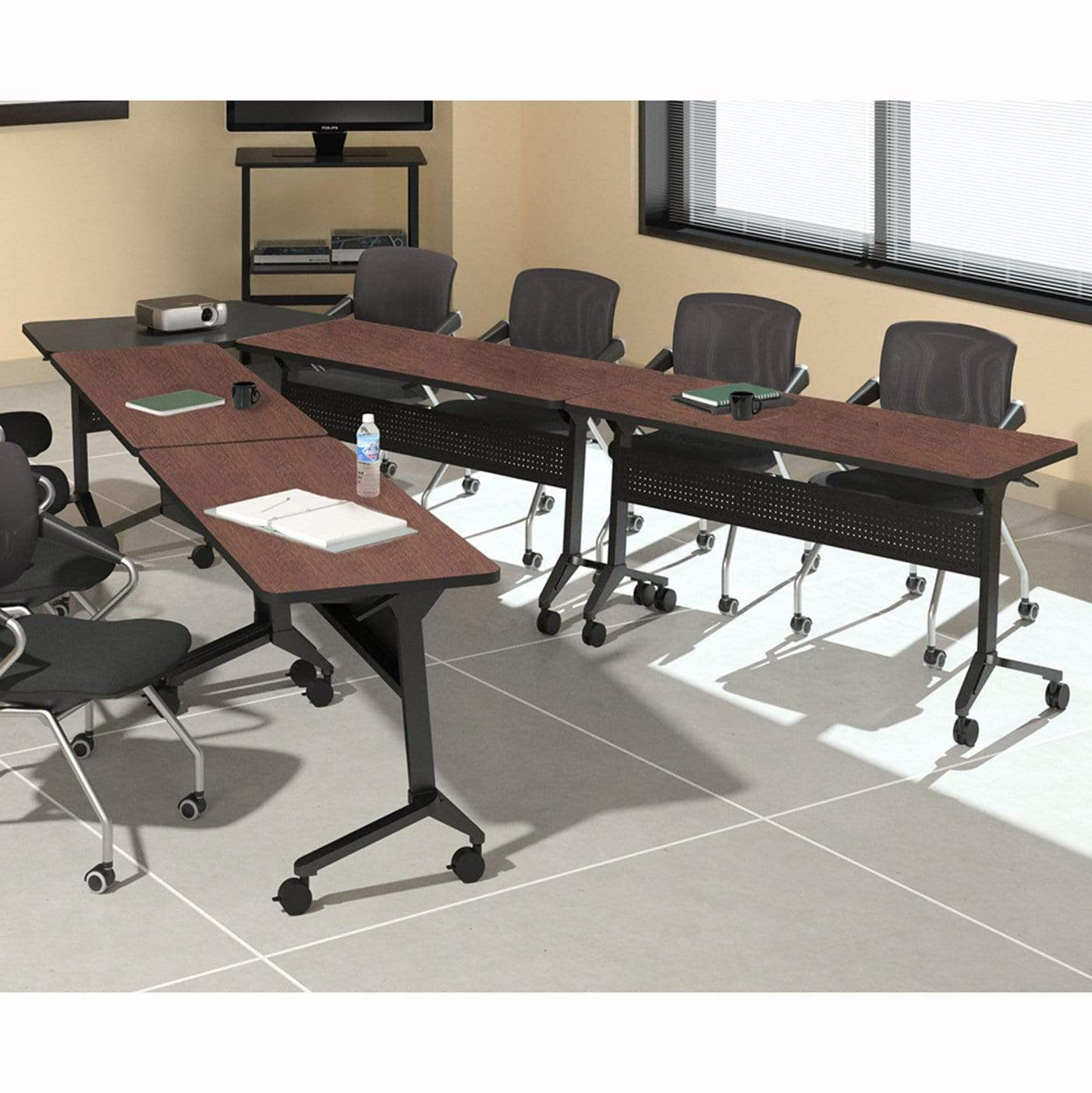 Safco Mayline FLIP N GO Training Table Set - Regal Mahogany Foldable Conference Table [FLIP2RMH] - Perfect for Office Meetings, Training Sessions & Classrooms
