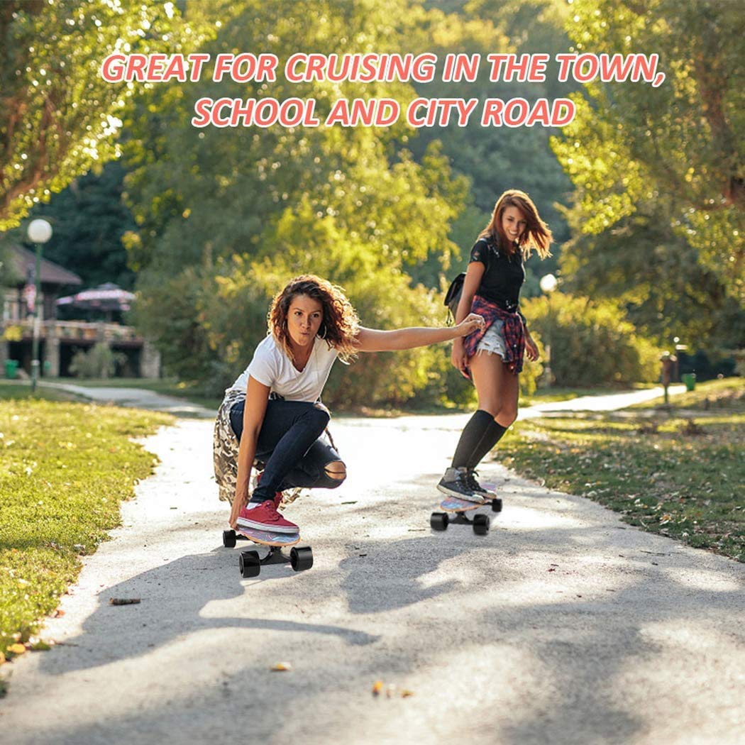 Caroma Electric Skateboard with Remote Control - 12.4 MPH Max Speed & 8 Mile Range - 3 Speed Modes Electric Longboard for Adults & Teens - Perfect for Commuting, Campus Travel & Outdoor Recreation