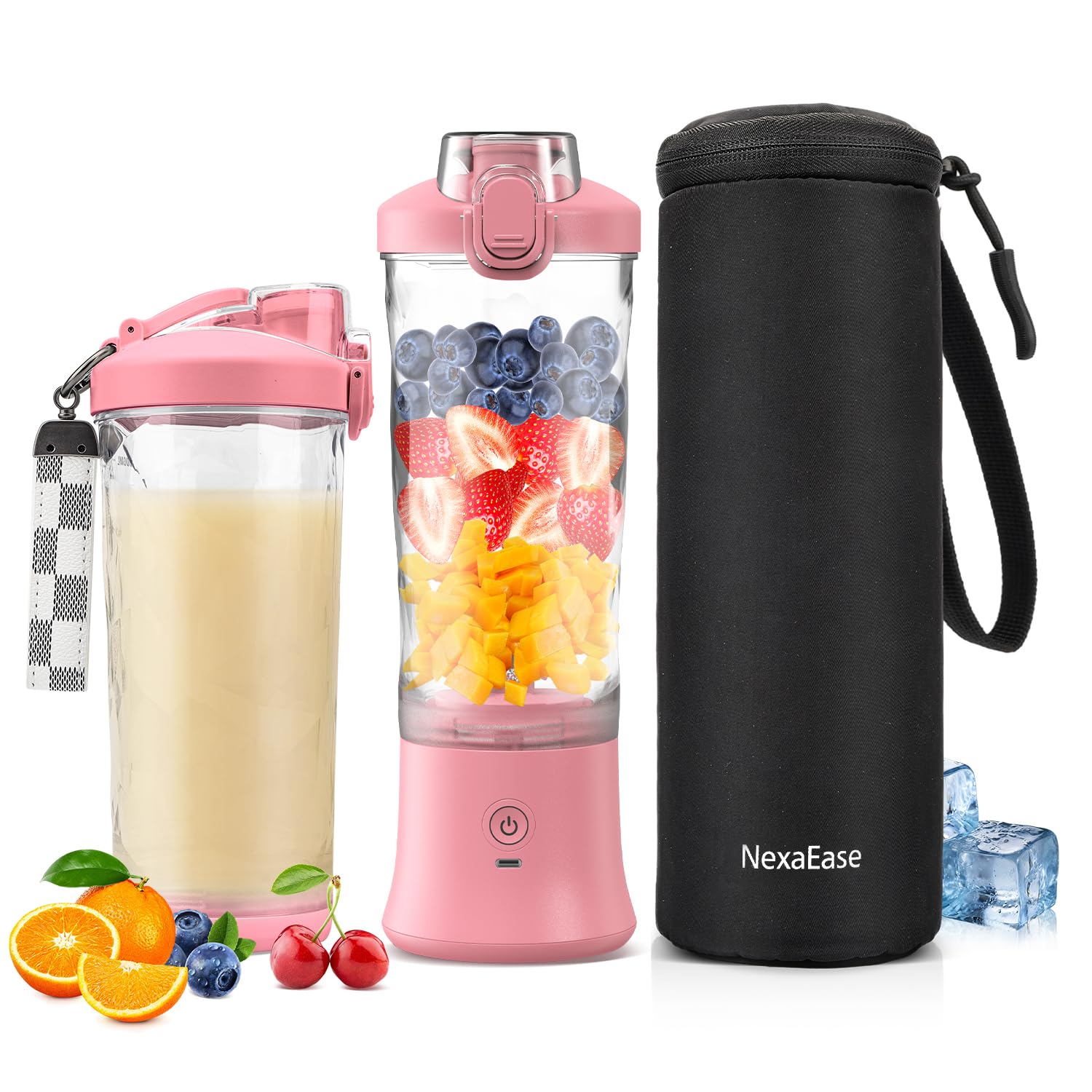 Portable Blender with Insulated Sleeve - 20oz USB Rechargeable Personal Blender for Protein Shakes, Smoothies & Juices | 6 Blades, Travel Lid | Perfect for Kitchen, Office, Gym & Travel | Compact Design for On-the-Go Blending