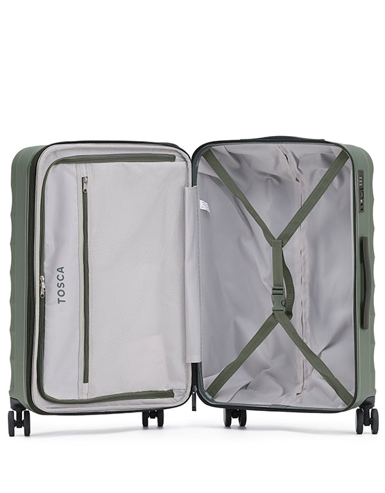Tosca Interstellar 2.0 3-Piece Luggage Set - Moss Green Suitcases for Travel, Business Trips & Vacations | Durable Spinner Wheels & TSA Lock
