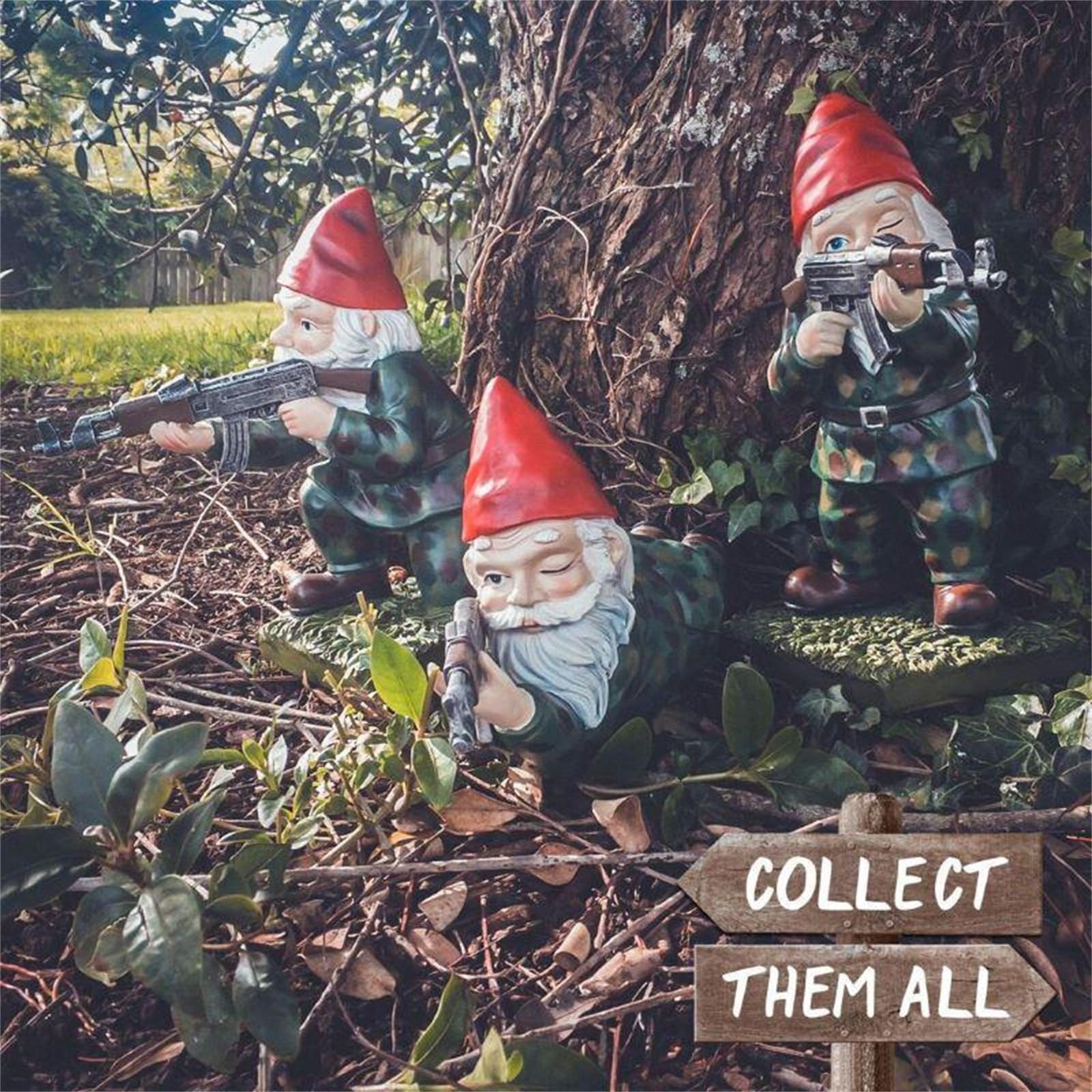 Funny Armed Garden Gnomes Statues - Red Soldier Gnome with Gun for Outdoor Yard Decor | Perfect for Garden Warfare Theme, Backyard Displays & Unique Lawn Ornaments