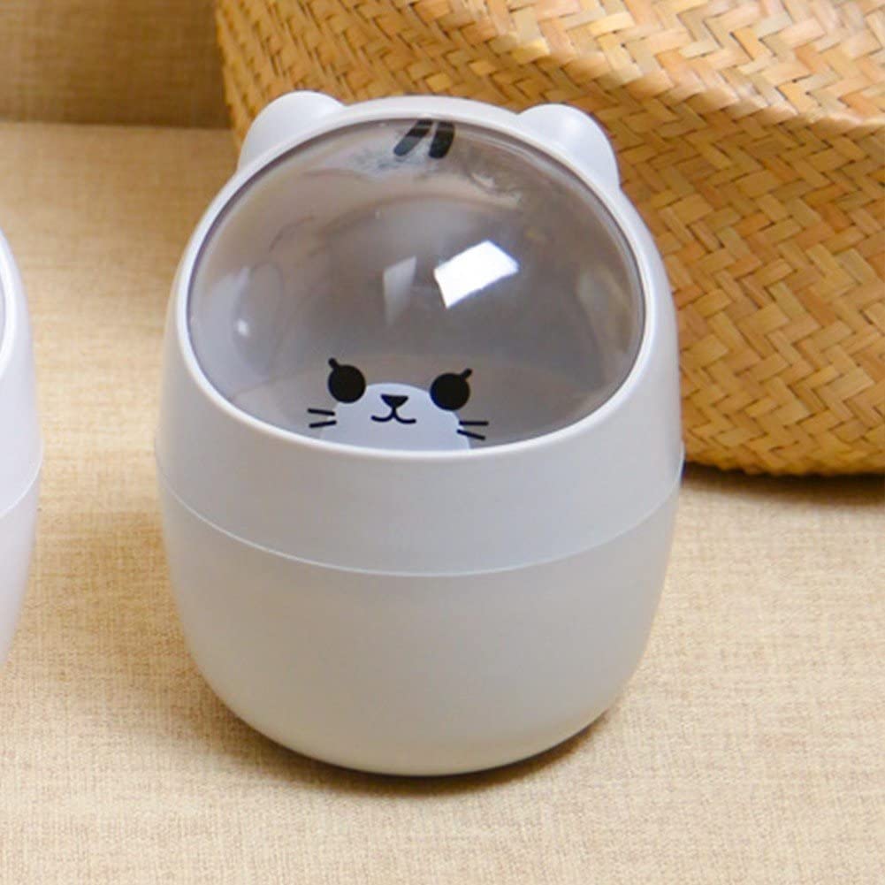 Cute Mini Cat Trash Can with Lid - Kawaii Desktop Storage Bin for Pens, Office Supplies & Small Trash | Perfect for Home, Office & Dorm Room Organization