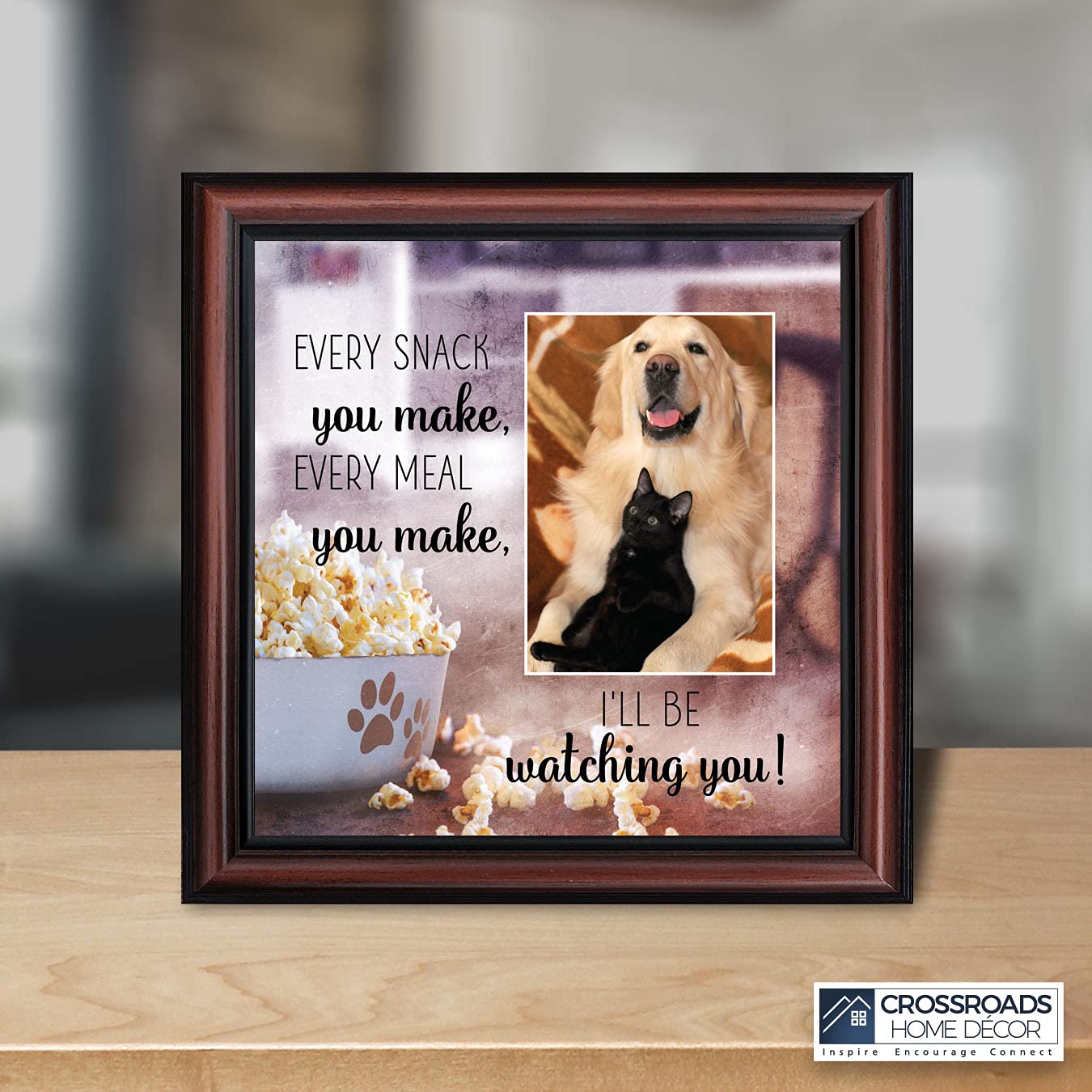 Crossroads Home Décor Dog Picture Frame with Snacks Design - Paw Print Wall Art for Pet Lovers - Perfect for Living Room, Bedroom, or Office Decor (6437W)