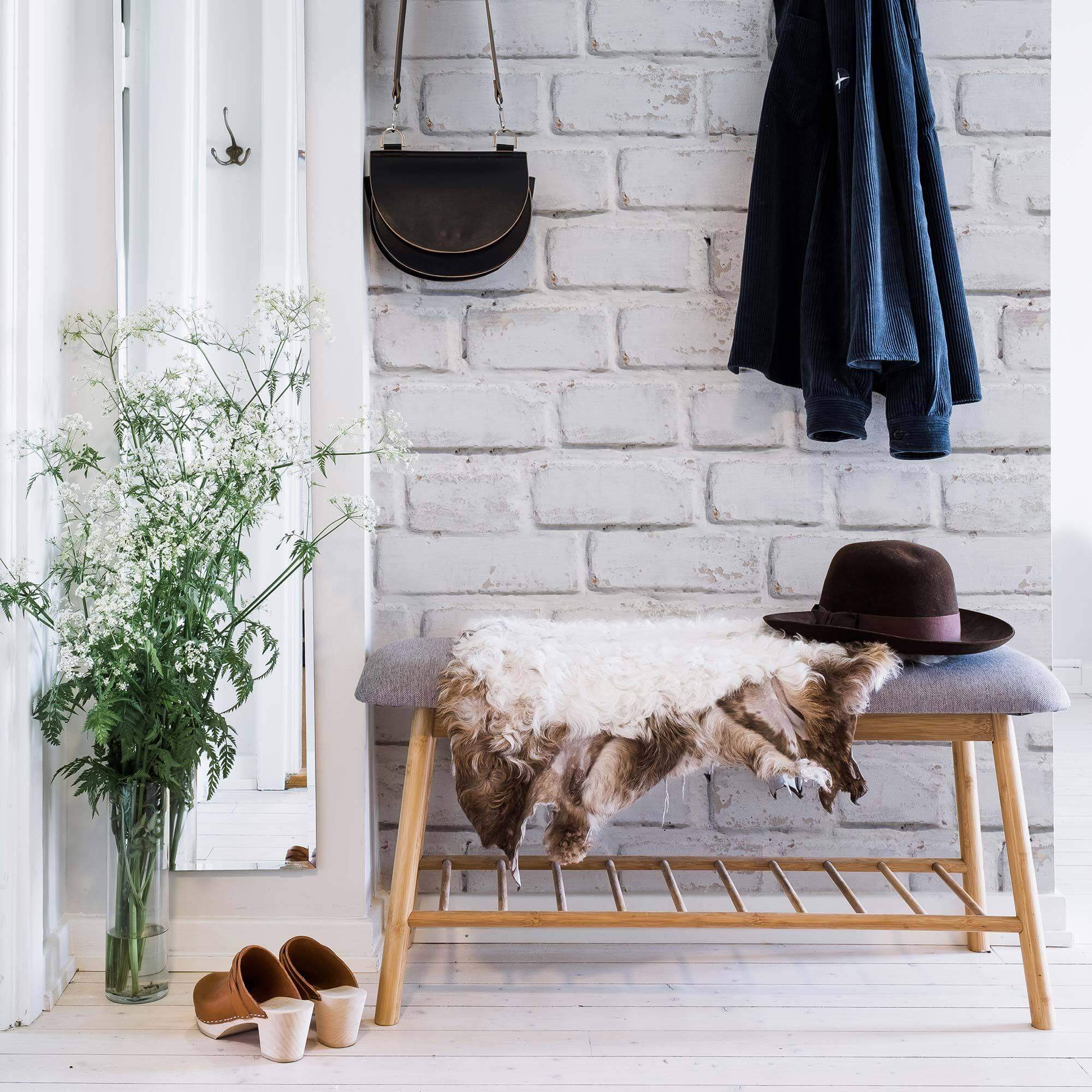 White Faux Brick Peel and Stick Removable Wallpaper - Self-Adhesive Decorative Vinyl for Home, Office & Rentals - Easy DIY Wall Covering for Bedroom, Living Room & Accent Walls