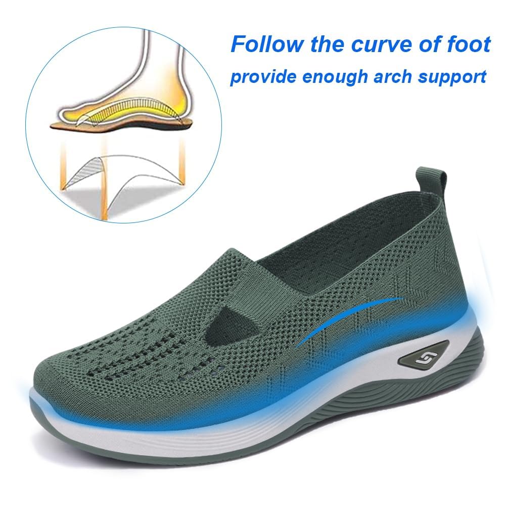 **Women's Comfortable Breathable Slip-On Walking Shoes - Casual Athletic Sneakers with Thick Cushioned Sole for Walking, Travel & Everyday Wear**