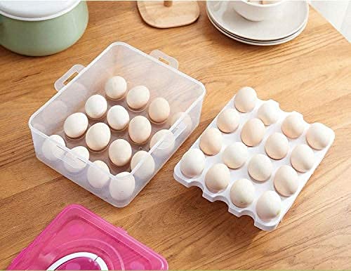 Made in India Double Layer 32 Egg Plastic Carrier - Refrigerator & Kitchen Food Storage Box/Basket, Multicolour for Home & Office Use