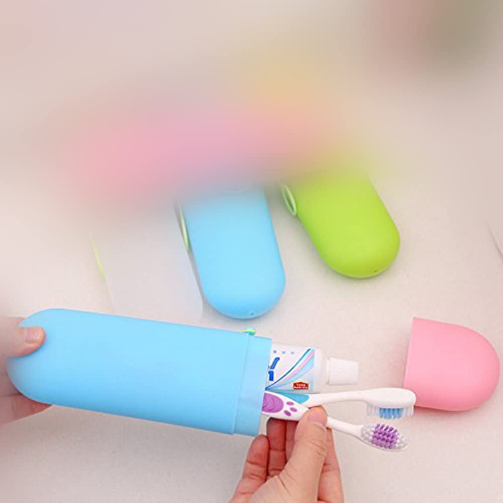 2 Pack Travel Toothbrush & Toothpaste Holder Case with Hanger - Portable Spoon & Fork Storage Container for Camping, Family Trips | Compact Dental Care Organizer for Bathroom, Gym & Outdoor Adventures