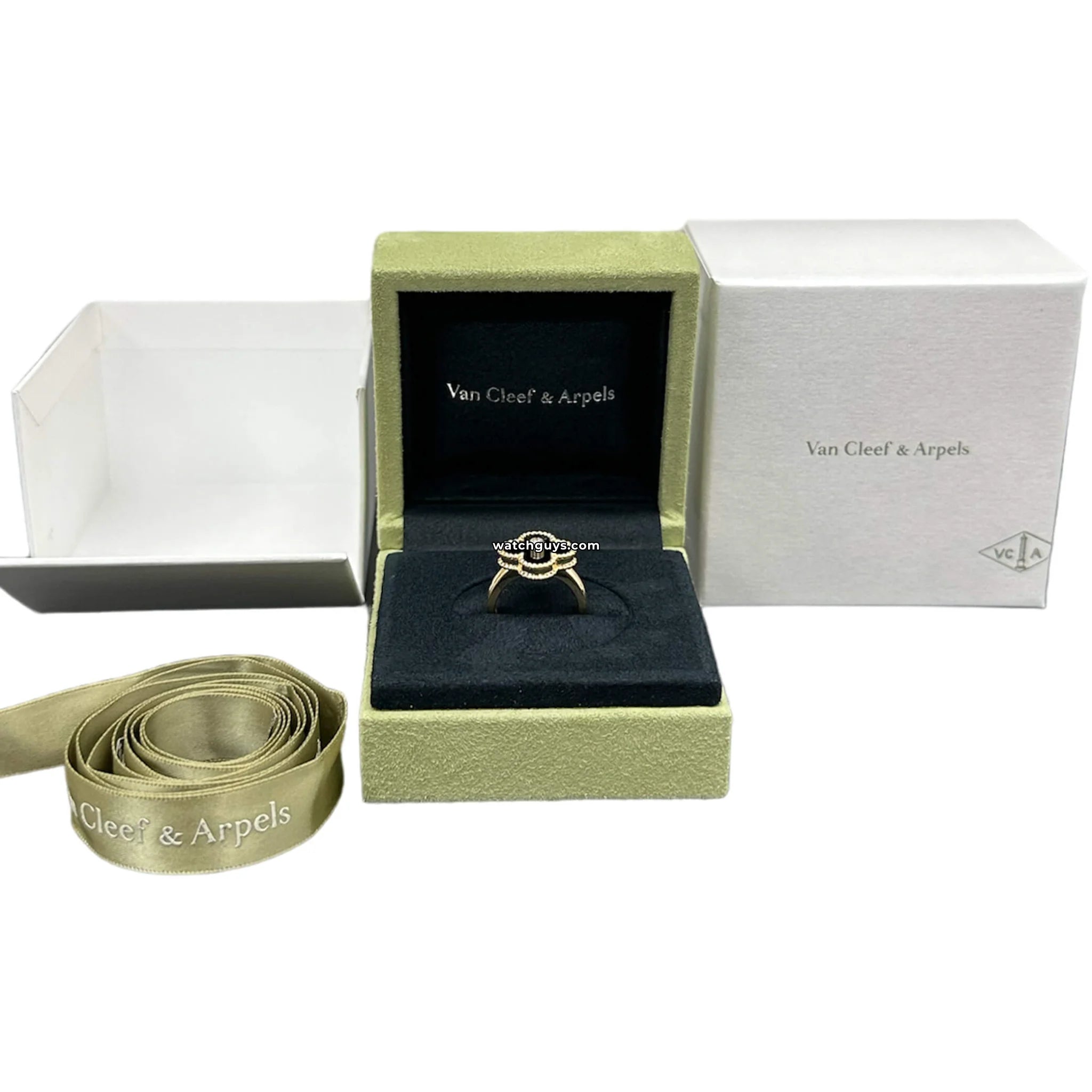 Van Cleef & Arpels Vintage Alhambra Ring - 18K Gold Onyx & Diamond Jewelry for Women | Luxury Gift for Anniversary, Birthday & Special Occasions