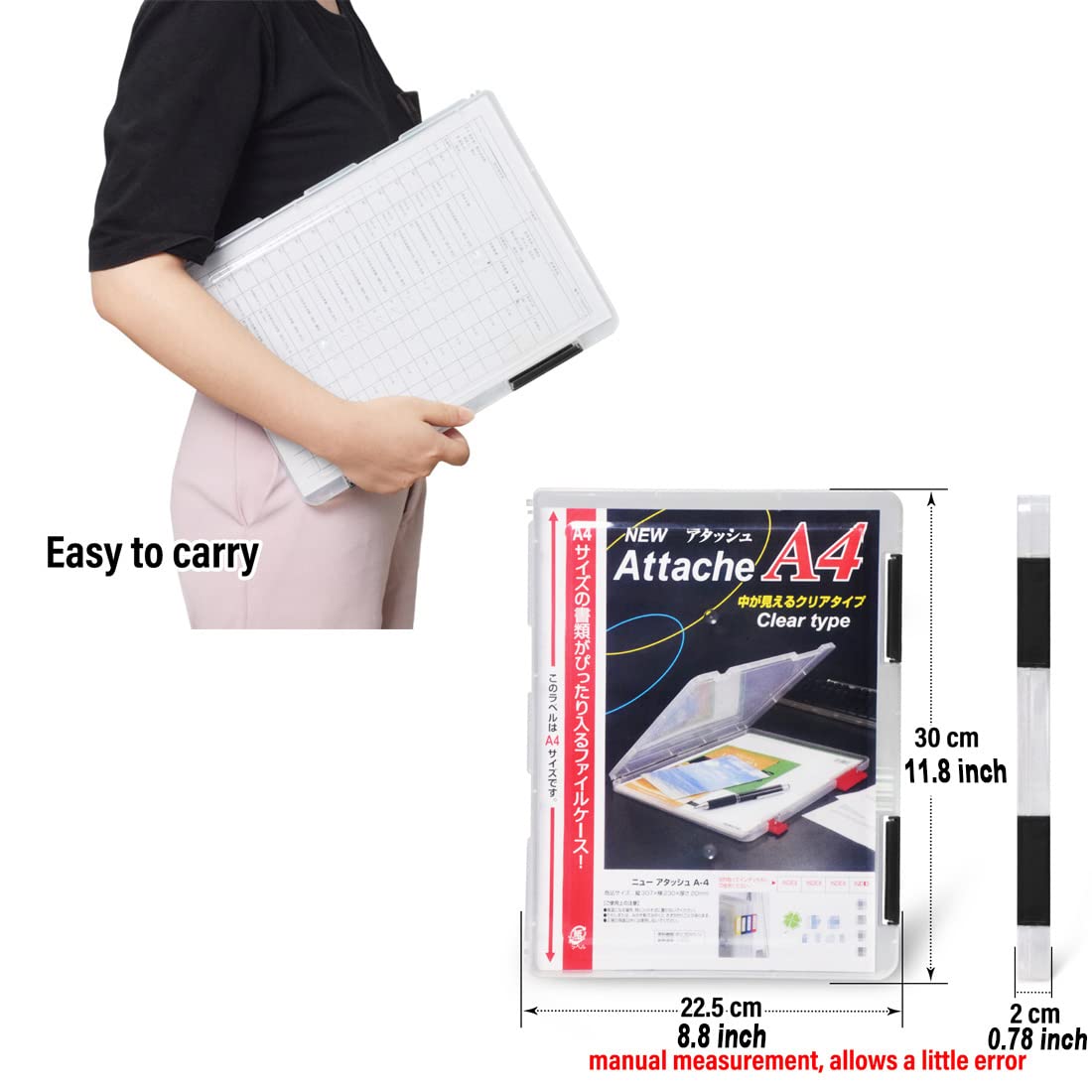 Lemical 4 Pack Plastic Paper Storage Containers - Portable Scrapbook Organizer Box for 8.5x11 Letter & A4 Documents - Perfect for Office, School, Craft Room to Store Files, Photos, Stamps, Cards & Stationery