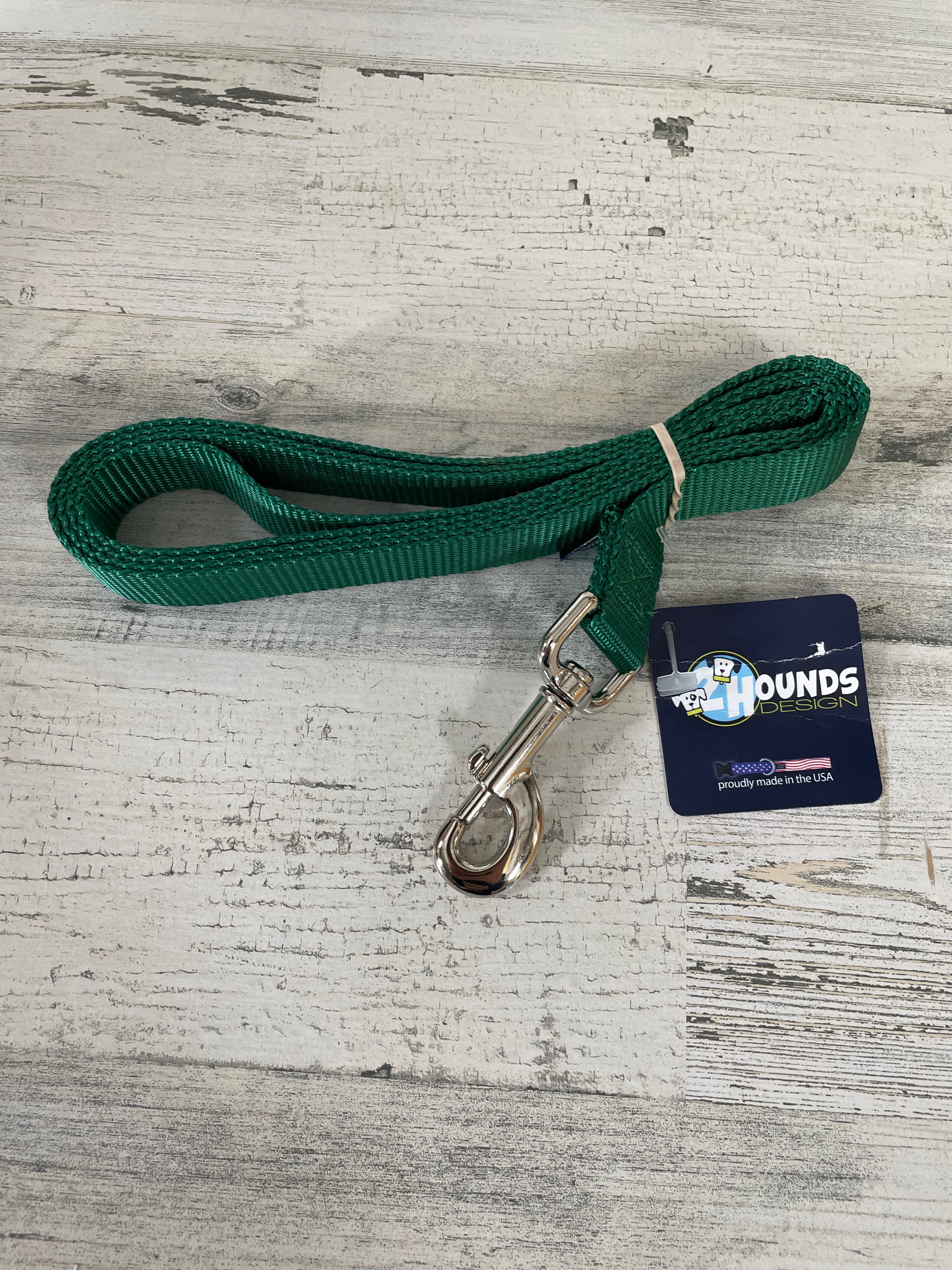 Kelly Green Nylon 1-Inch 6-Foot Dog Leash - Durable Pet Walking Lead for Small to Medium Dogs, Perfect for Daily Walks, Training, and Outdoor Adventures