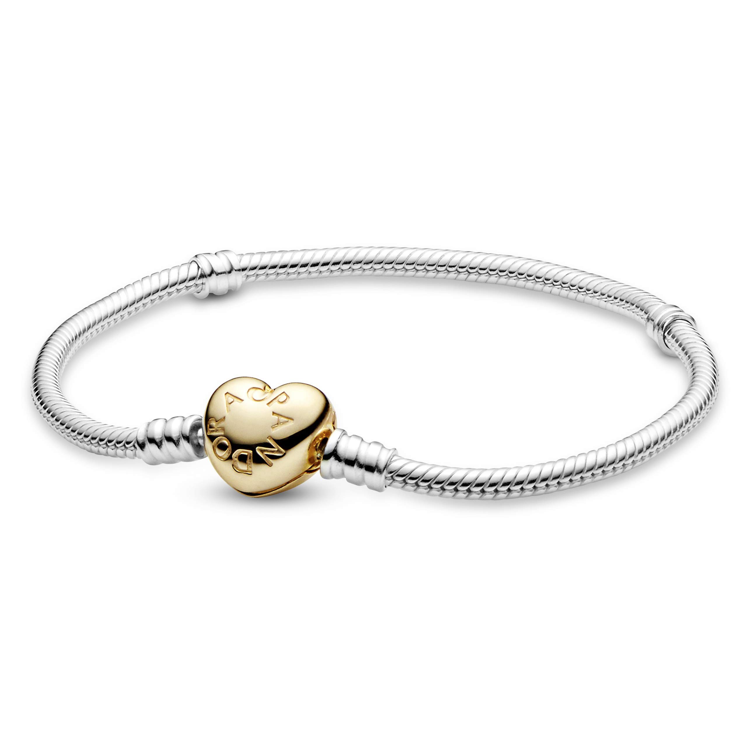 PANDORA Moments Heart Clasp Snake Chain Bracelet - Sterling Silver Charm Bracelet for Women - Gift Box Included - Perfect for Birthdays, Anniversaries & Valentine's Day Gifts