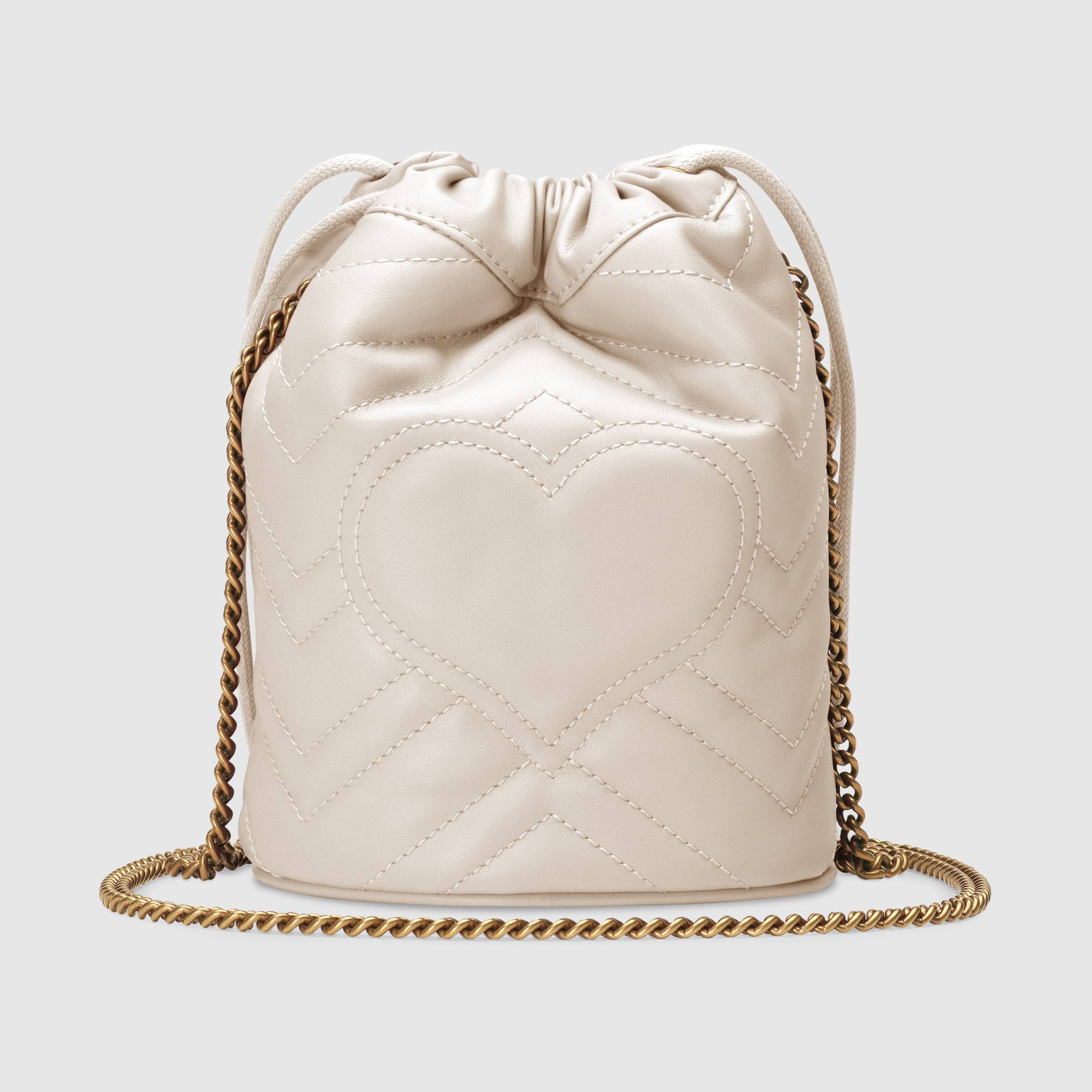 Gucci GG Marmont Mini Bucket Bag in White | Luxury Crossbody Handbag for Women | Perfect for Date Night & Evening Events