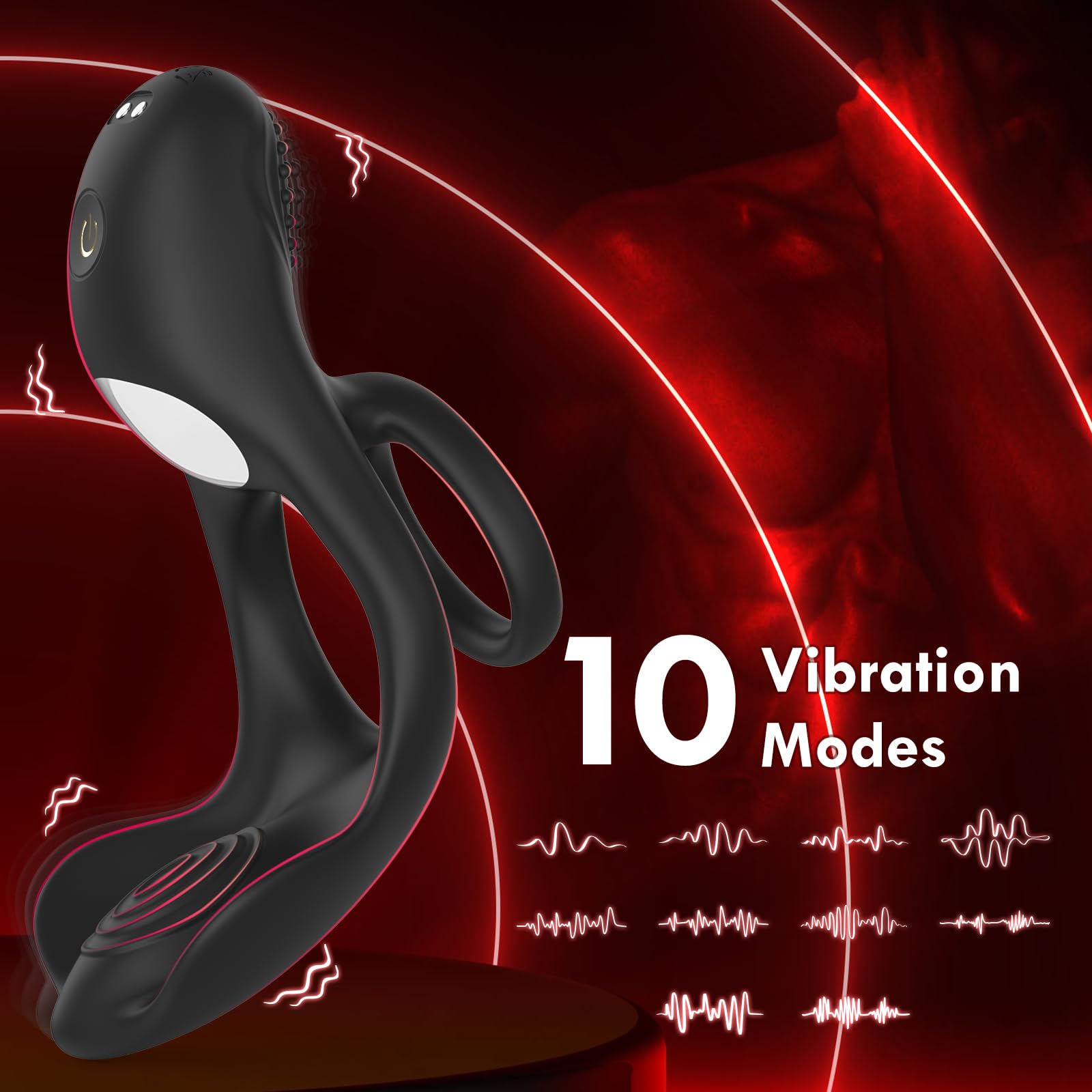 Premium Vibrating Cock Ring - 10 Powerful Vibration Modes, Remote Control Silicone Penis Ring for Enhanced Pleasure | Stimulating Sex Toy for Men, Women & Couples | Perfect for Foreplay, Couples Play & Solo Pleasure