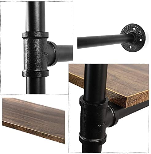 Industrial Pipe Shelving Wall Mounted - 36.2 Inch 4 Tier Floating Shelf Unit, Heavy Duty Metal Bookshelf for Bedroom, Kitchen, Office Storage | Space-Saving Wall Shelves for Home Organization & Decoration